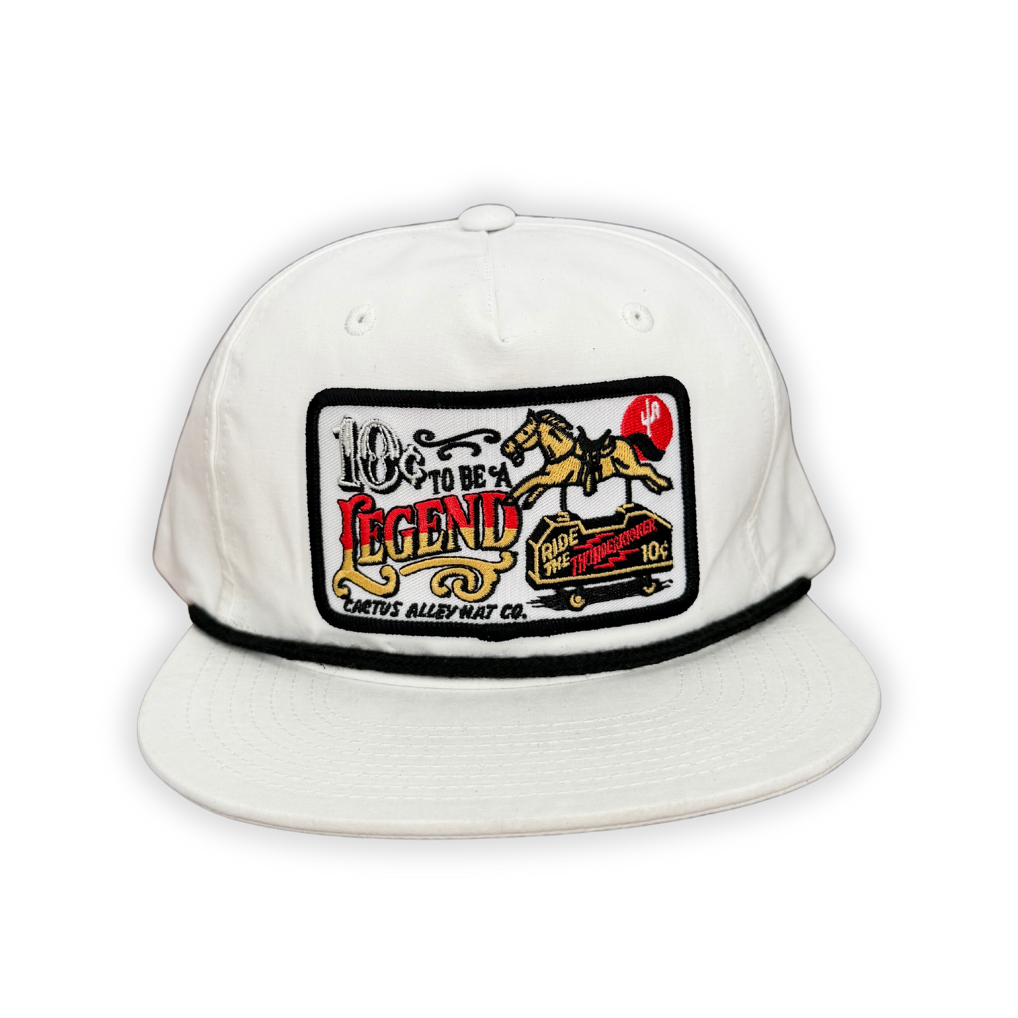 "10¢ Legend"- CA 256 White/ Black Rope, Snapback Cap