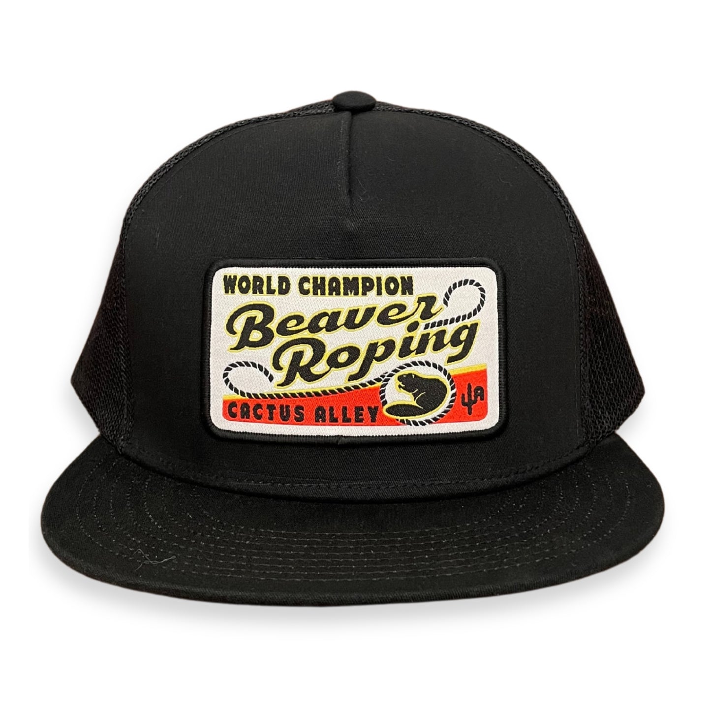 "Beaver Roping" - 6006 Black/ Black Mesh, Snapback Cap (WESA JAN 2024)