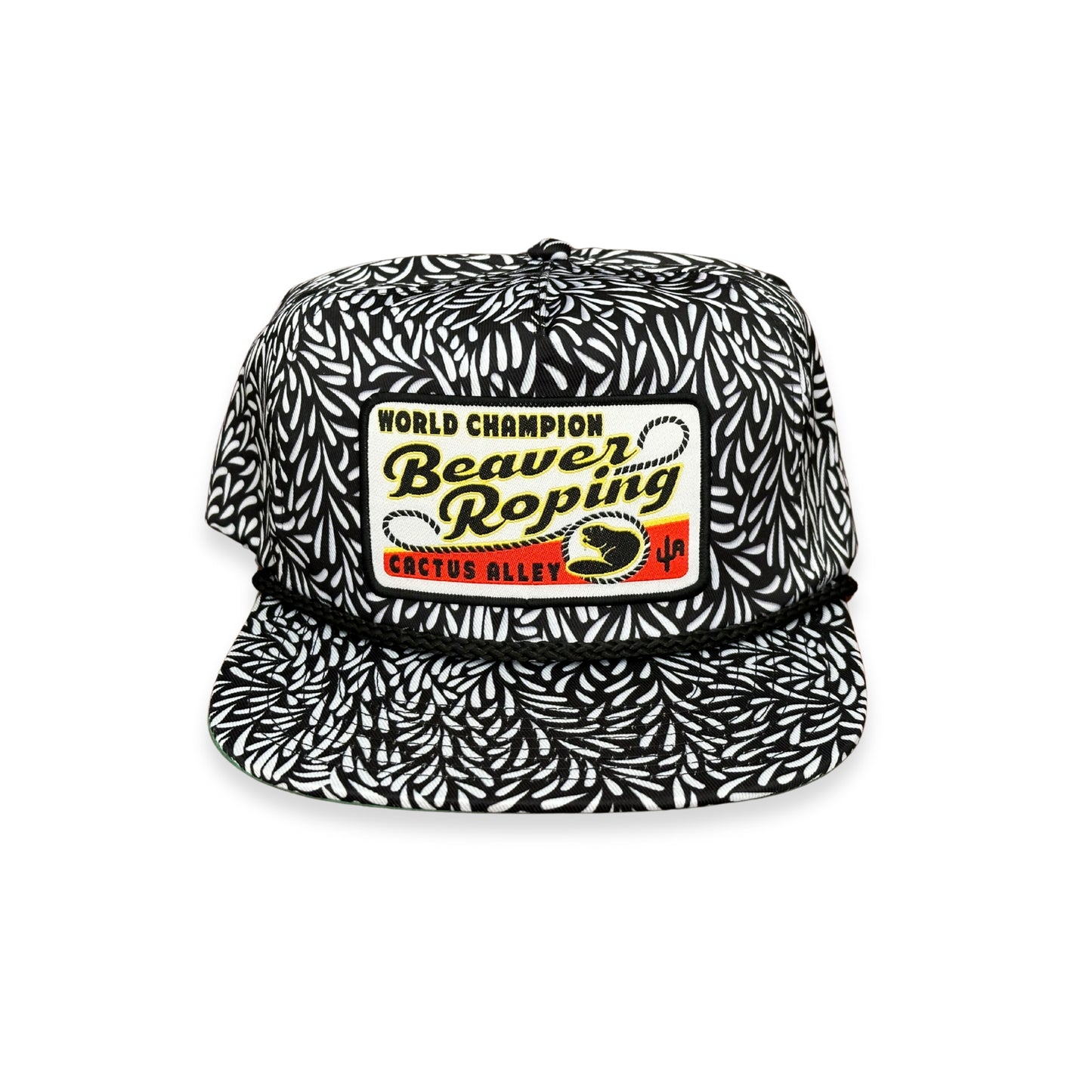 "Beaver Roping"- CA Black/White Leaf, Snapback Cap (WESA JAN 2024)