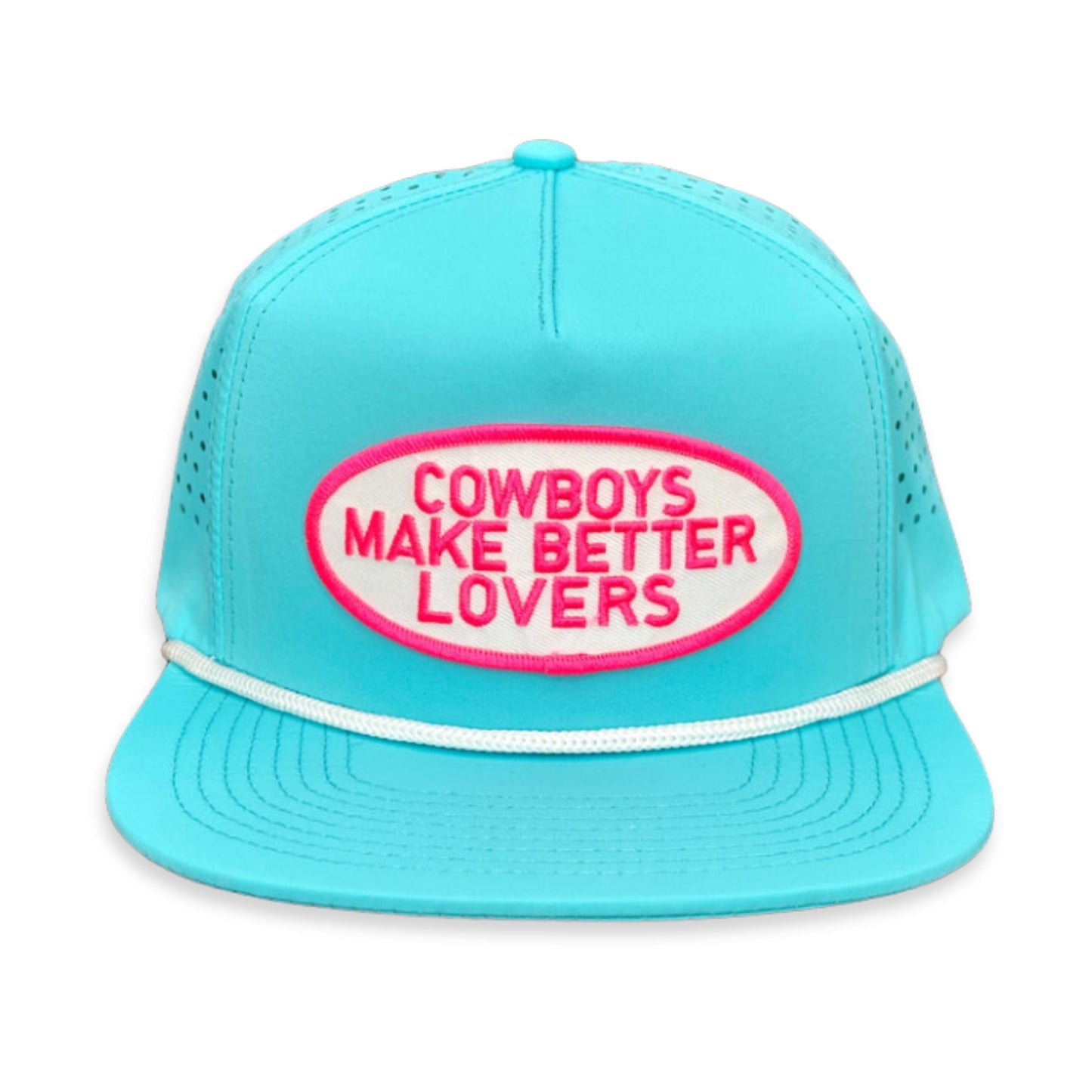 "PW Better Lovers" - CA Turquoise Laser Holes/ White Rope, Snapback Cap (WESA JAN 2024)