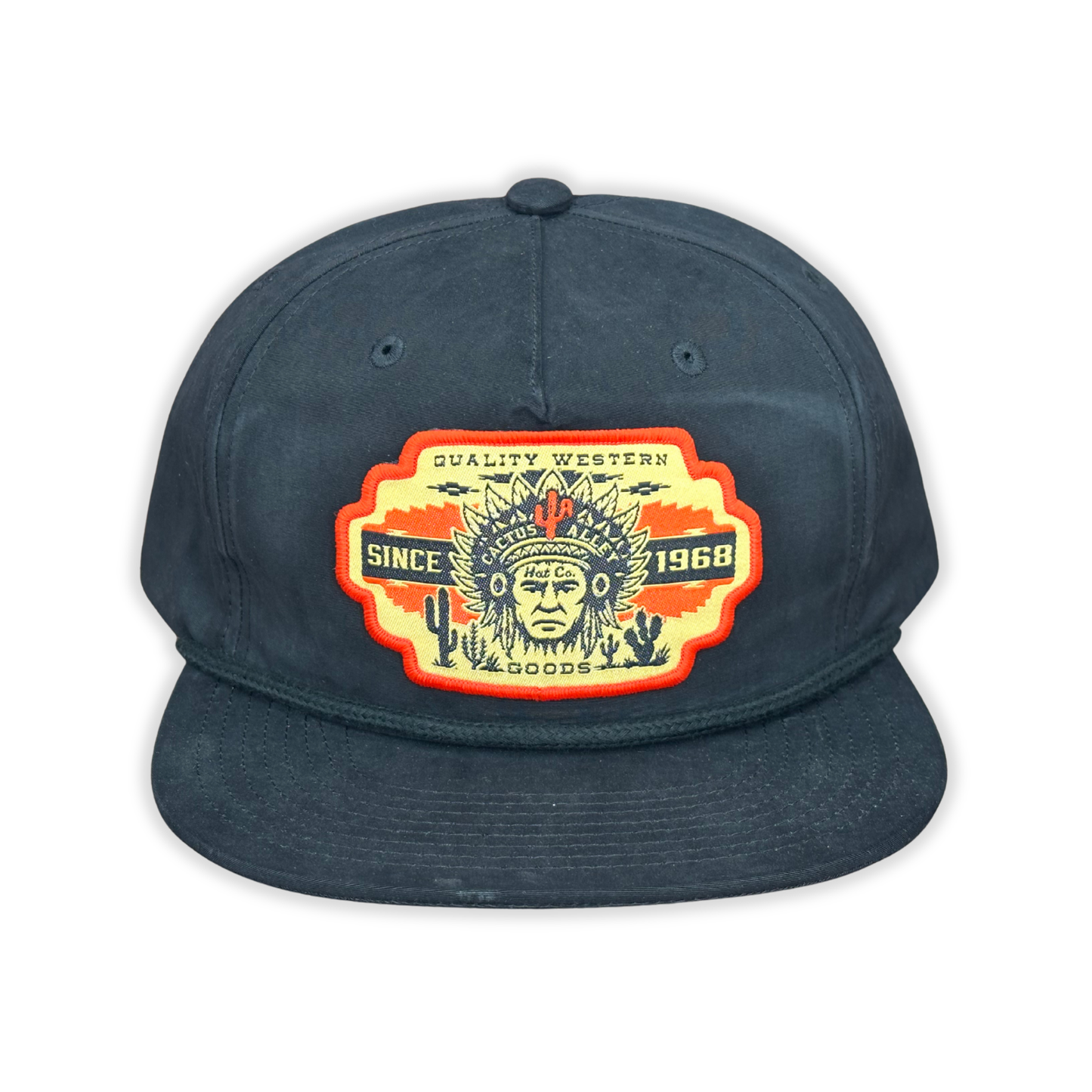 "Big Chief-BLK" - CA 256 Black/ Black Rope, Snapback Cap