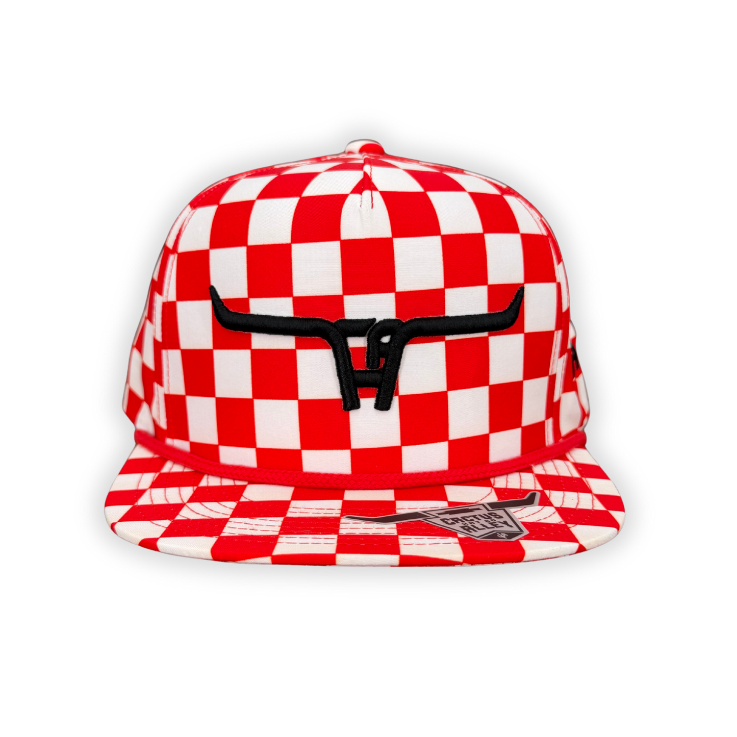 "CA Longhorn" Black Puff - CA Red Finish Line, Snapback Cap