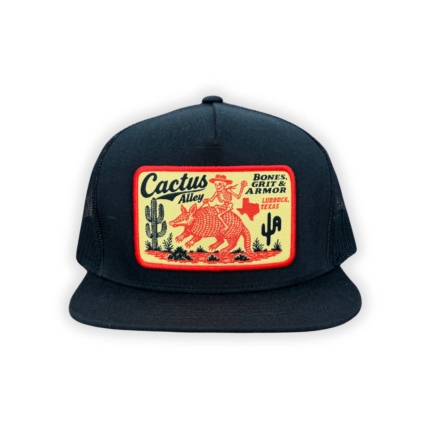 "Bones & Grit" - YOUTH CA 6006 Black/ Black Mesh, Snapback Cap