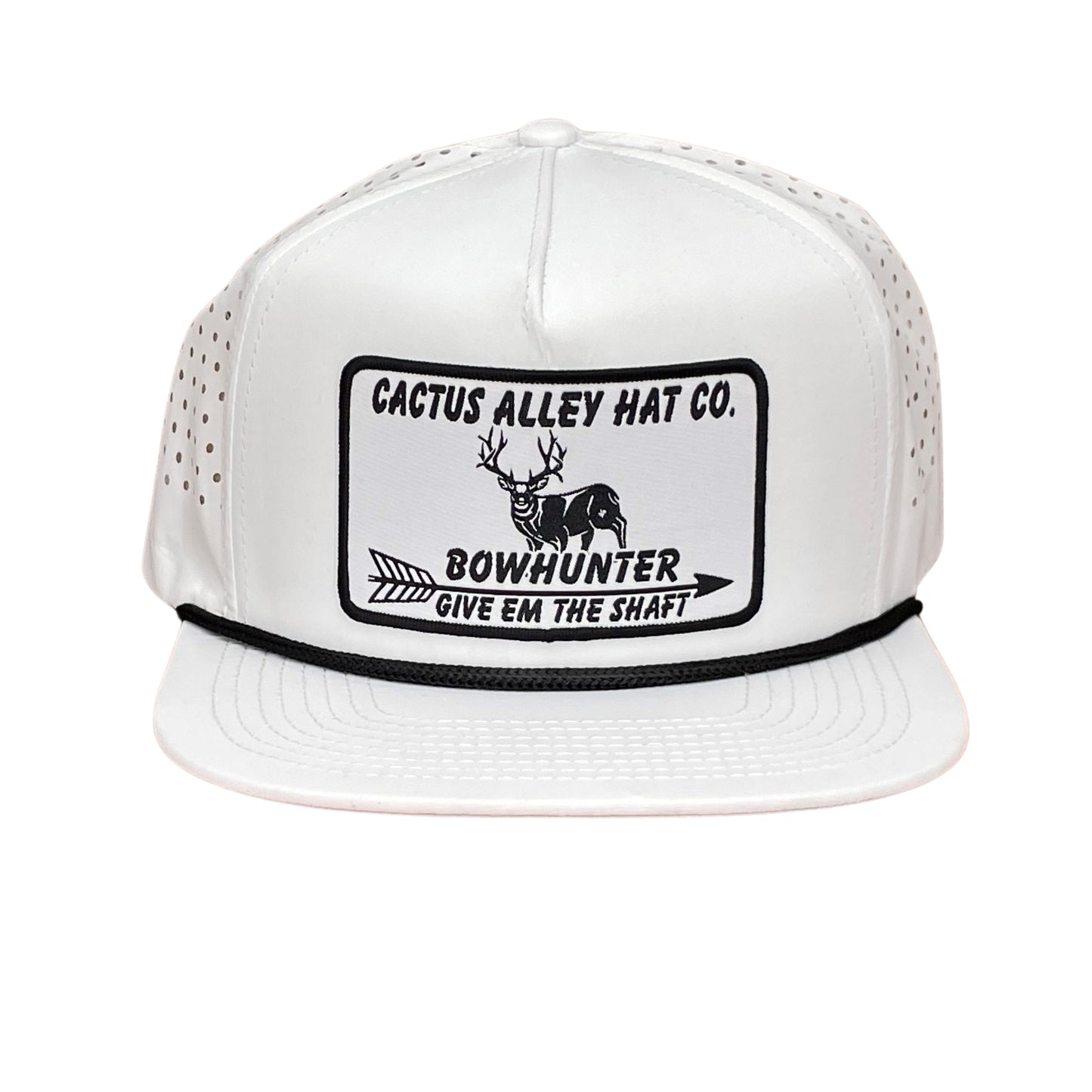 "Bowhunter" - CA White Laser Holes/ Black Rope, Snapback Cap (WESA JAN 2024)