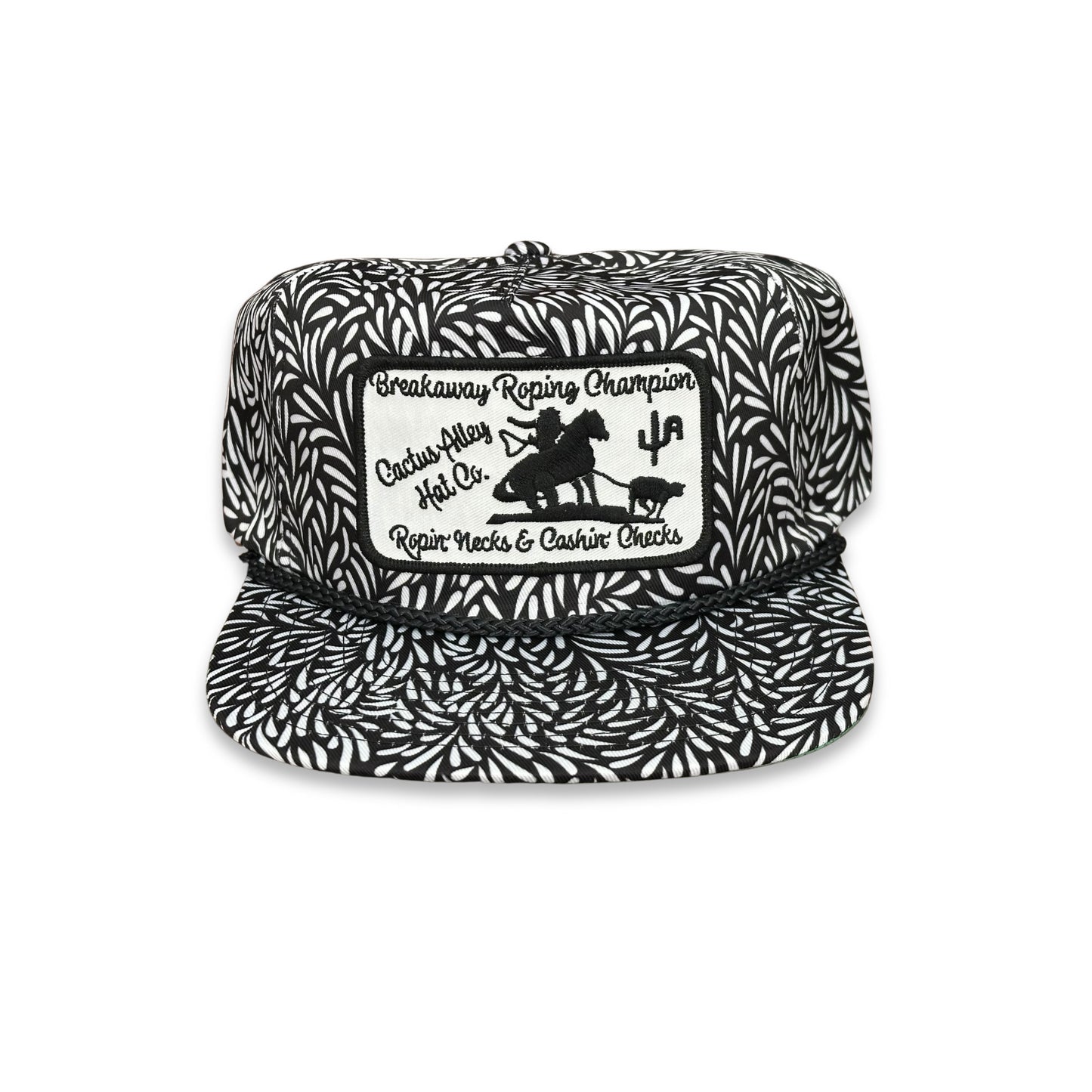 "Breakaway Roping"- CA Black/White Leaf, Snapback Cap (2025)