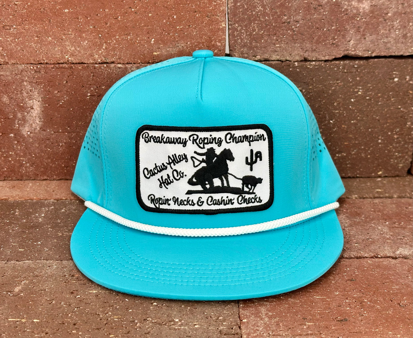 "Breakaway Roping" - CA Turquoise Laser Holes/ White Rope, Snapback Cap (2025)