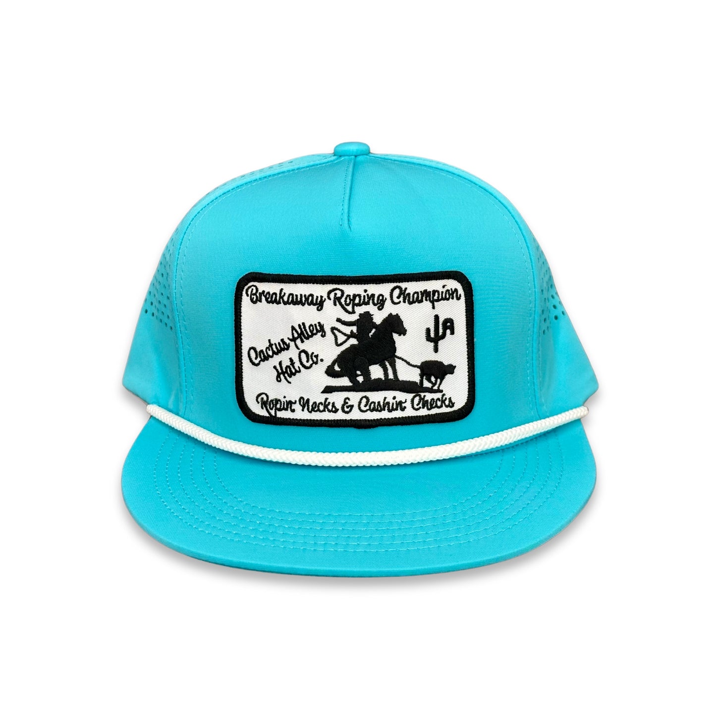"Breakaway Roping" - CA Turquoise Laser Holes/ White Rope, Snapback Cap (2025)