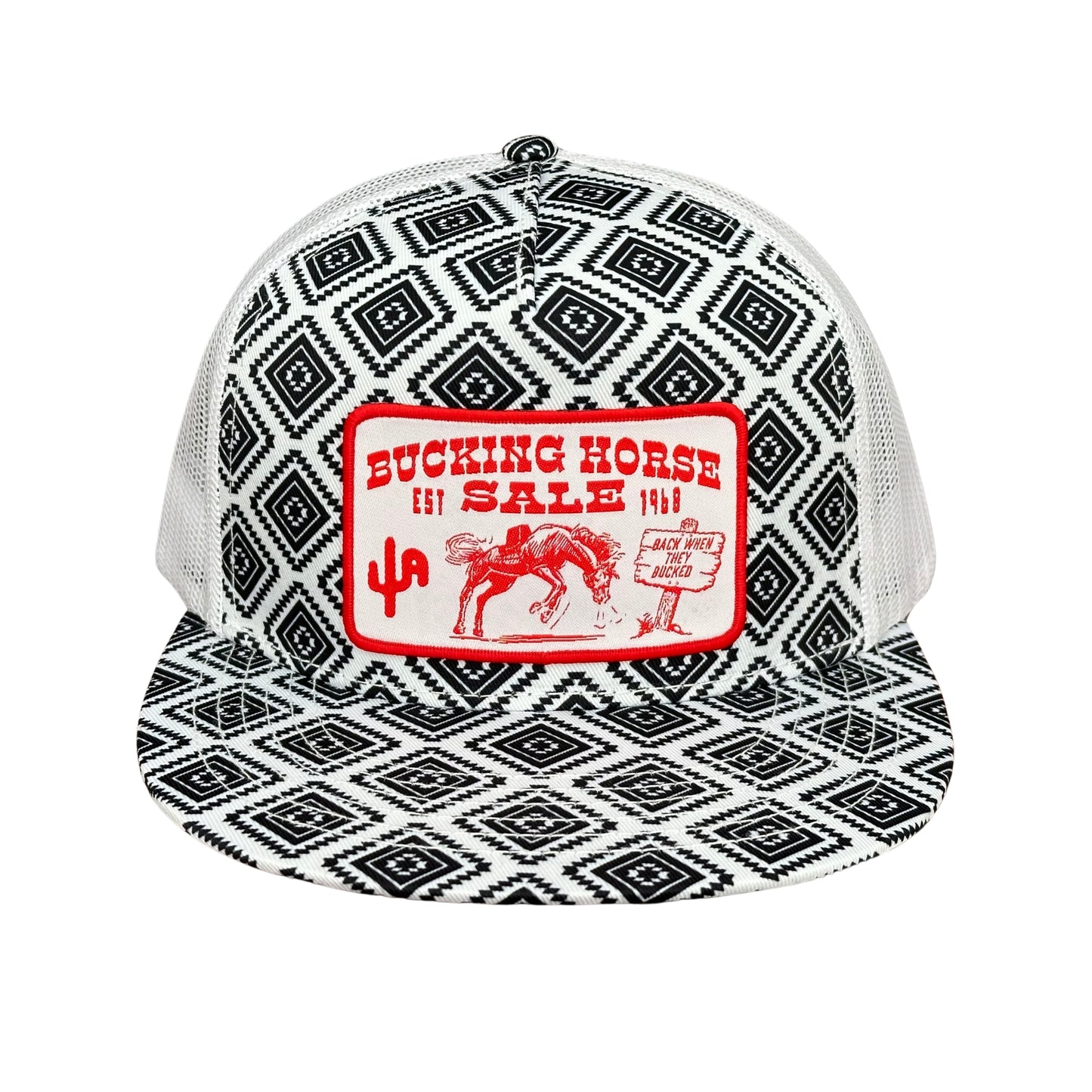 "Bucking Horse" - CA Black/White Aztec, Snapback Cap (2024)
