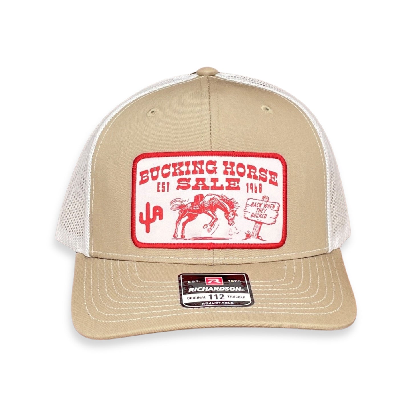 "Bucking Horse" - Richardson 112 Khaki/White Mesh, Snapback Cap (WESA JAN 2024)