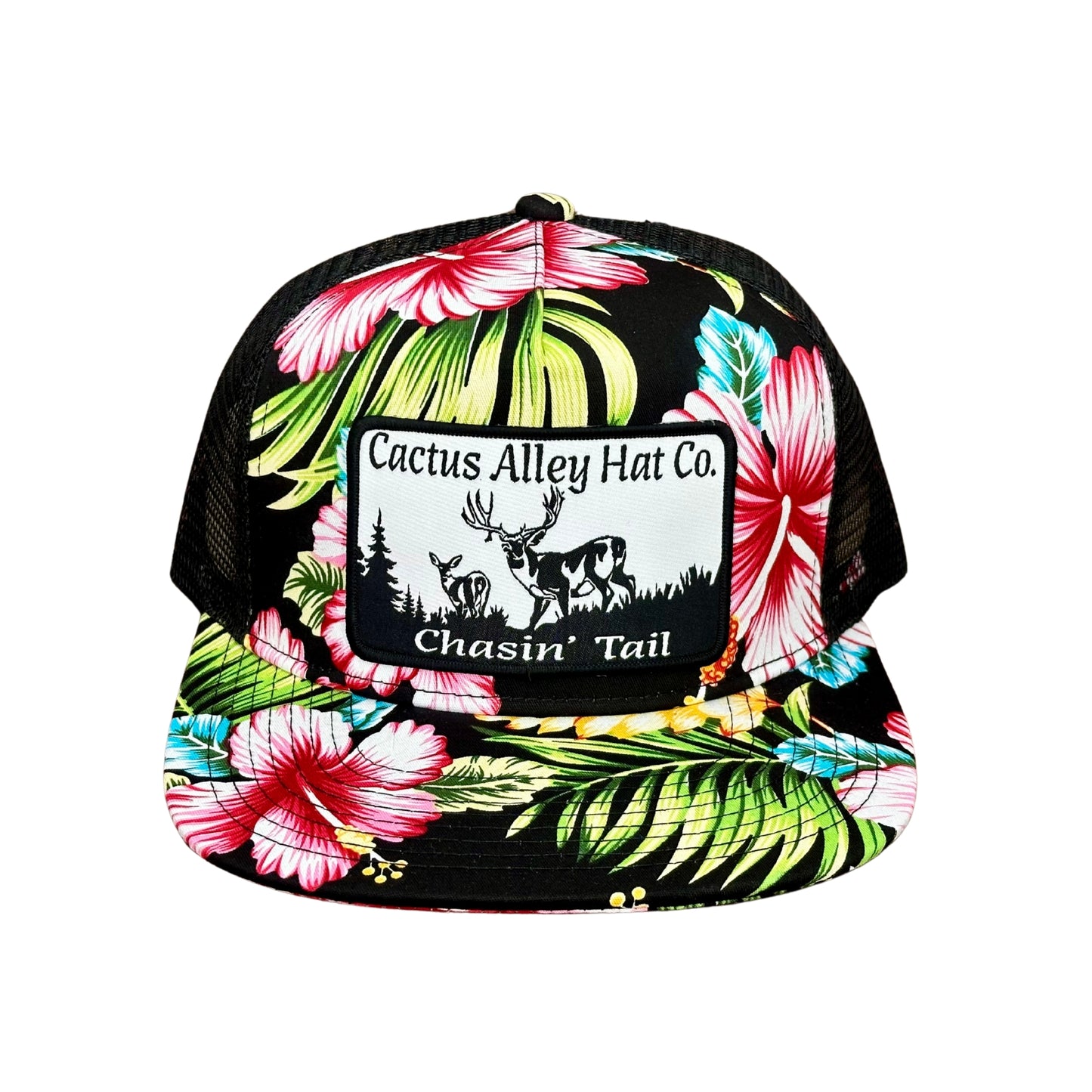 "Chasin' Tail" - Black Floral/ Black Mesh, Snapback Cap (2024)