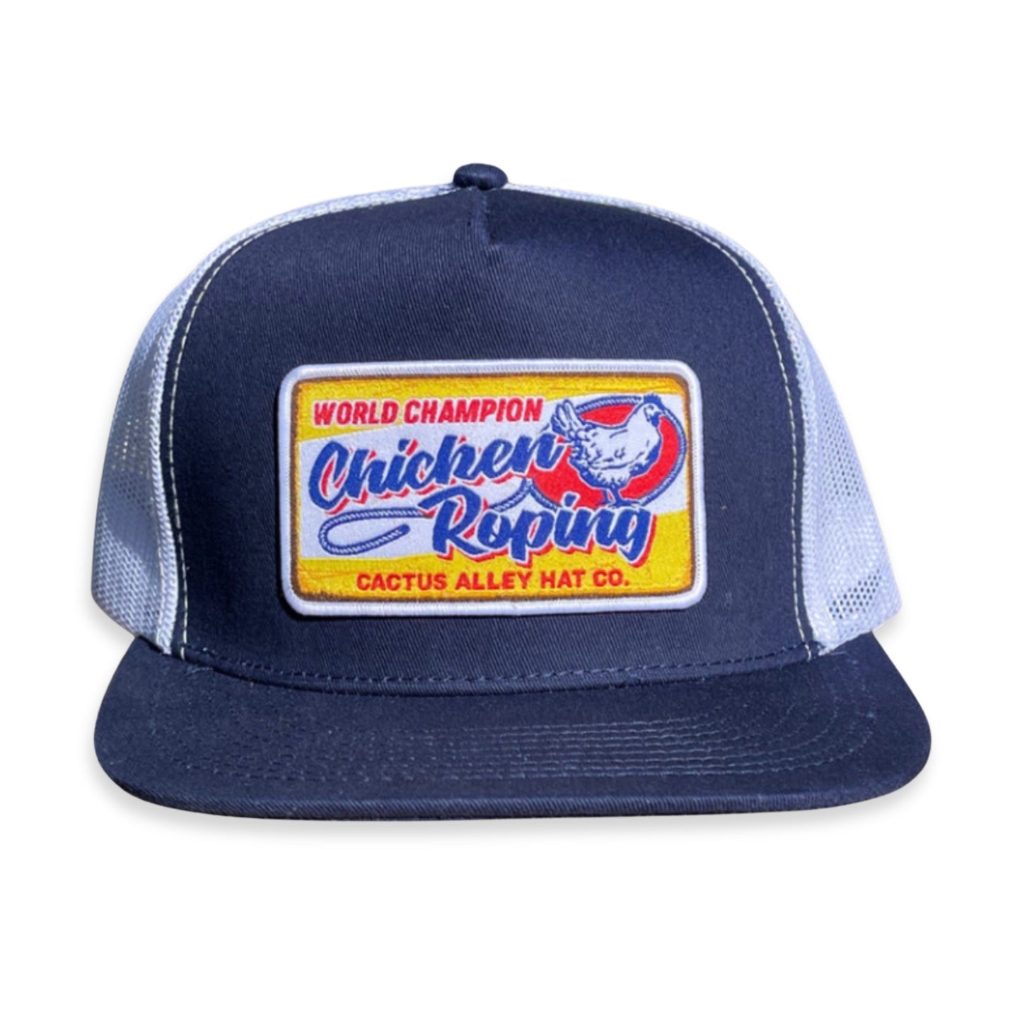 "Chicken Roping"- CA6006 Navy/White Mesh Trucker Snapback (WESA JAN 2024)