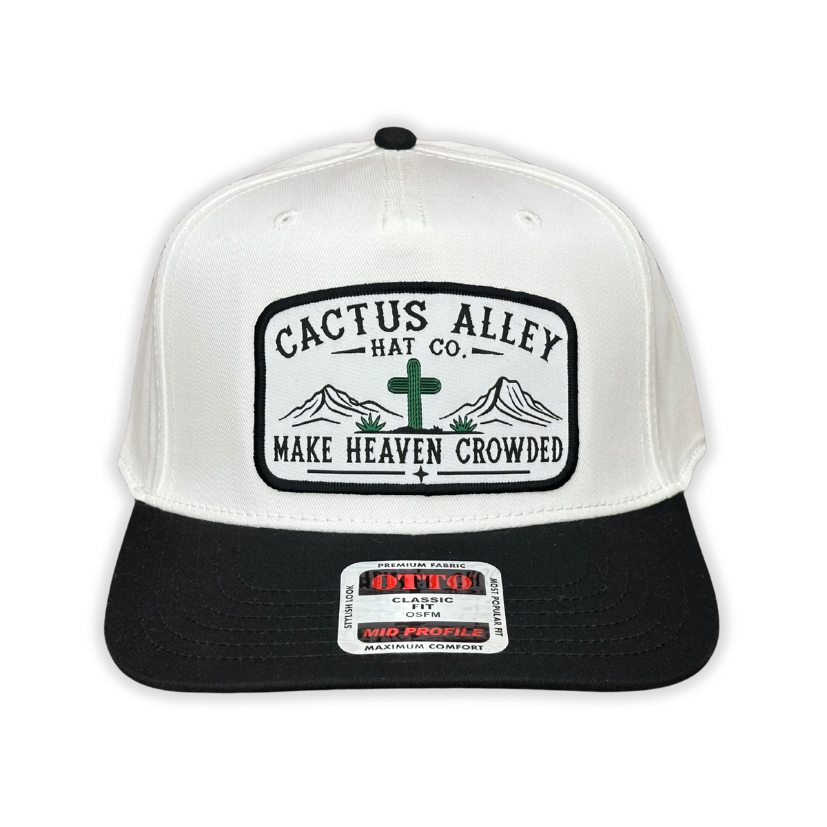 "Crowded" - OTTO Mid Profile Black Bill/ White, Snapback Cap