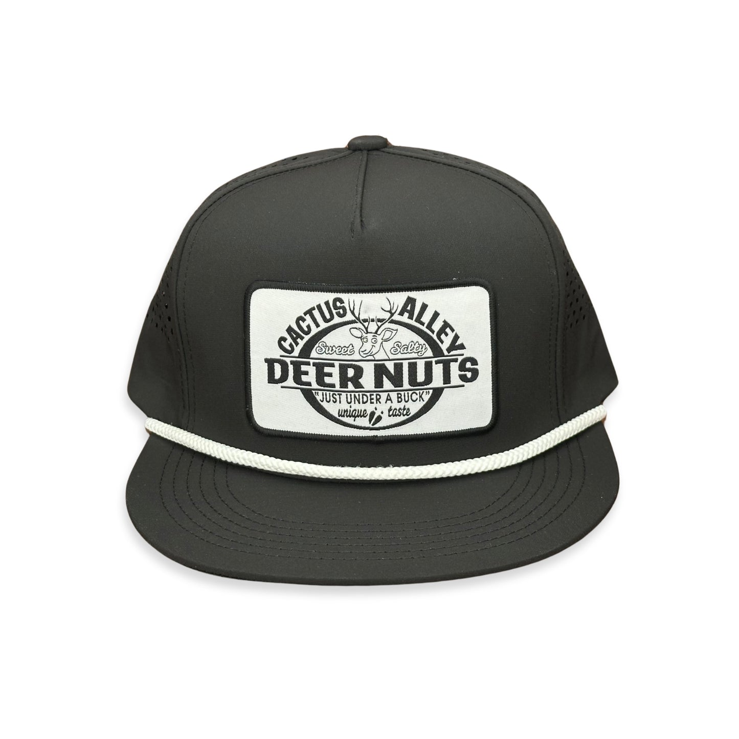 "Deer Nuts" - CA Black Laser Holes/ White Rope, Snapback Cap (2025)