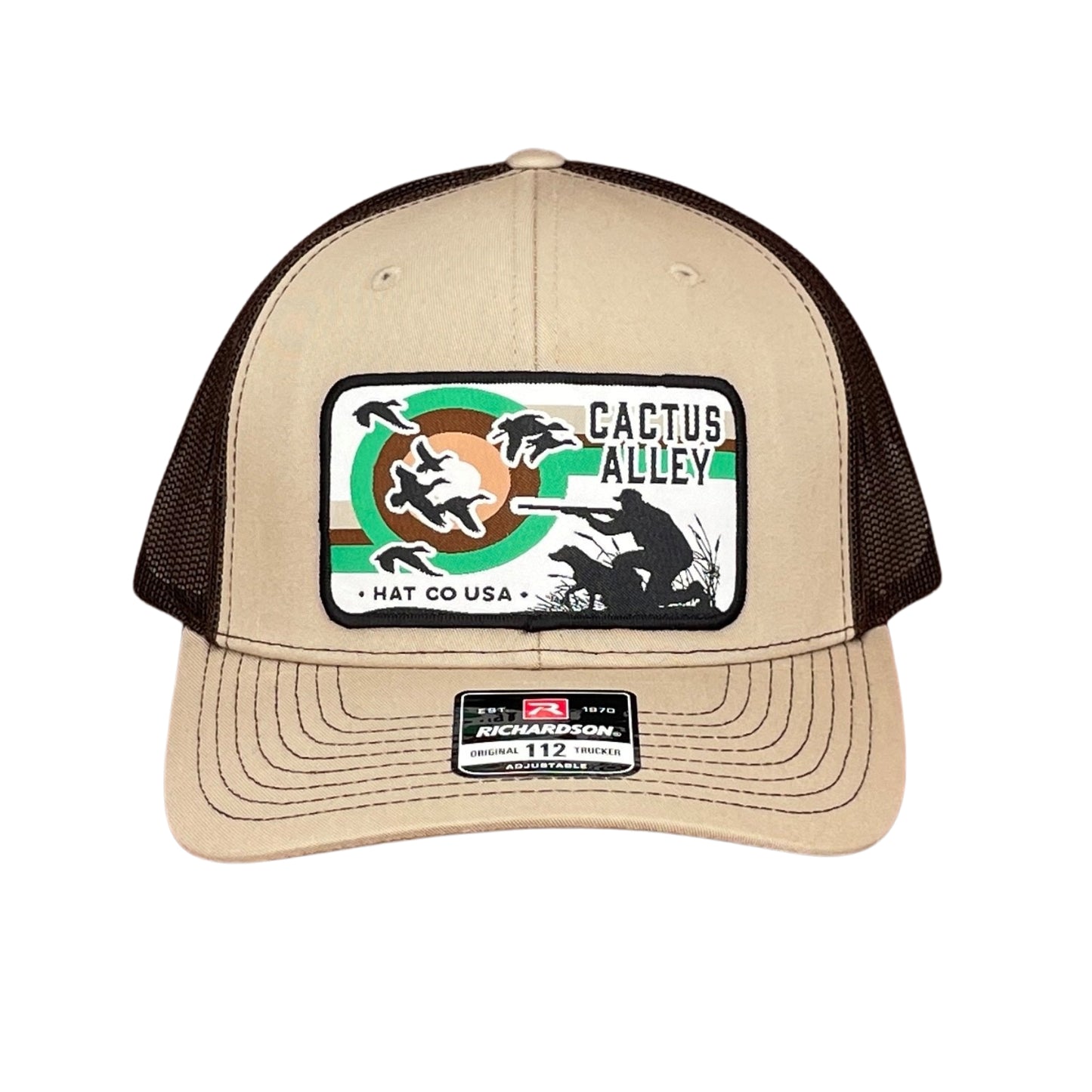 "Duck Hunt" - Richardson 112 Khaki/Coffee Mesh, Snapback Cap (WESA JAN 2024)