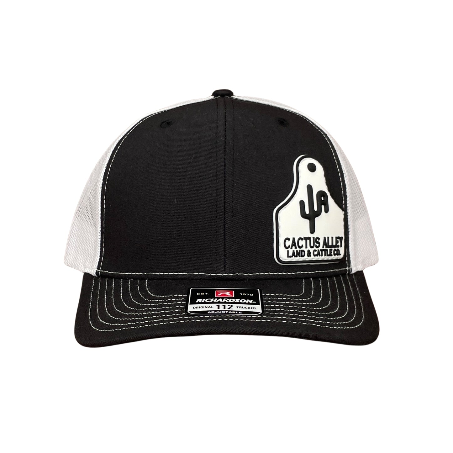PVC "Ear Tag CA land & Cattle" - Richardson 112 Black/White Mesh, Snapback Cap (WESA JAN 2024)