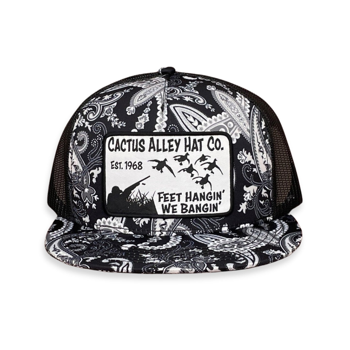 "Feet Hangin" - Black Paisley with Black Mesh Snapback Cap (WESA JAN 2024)