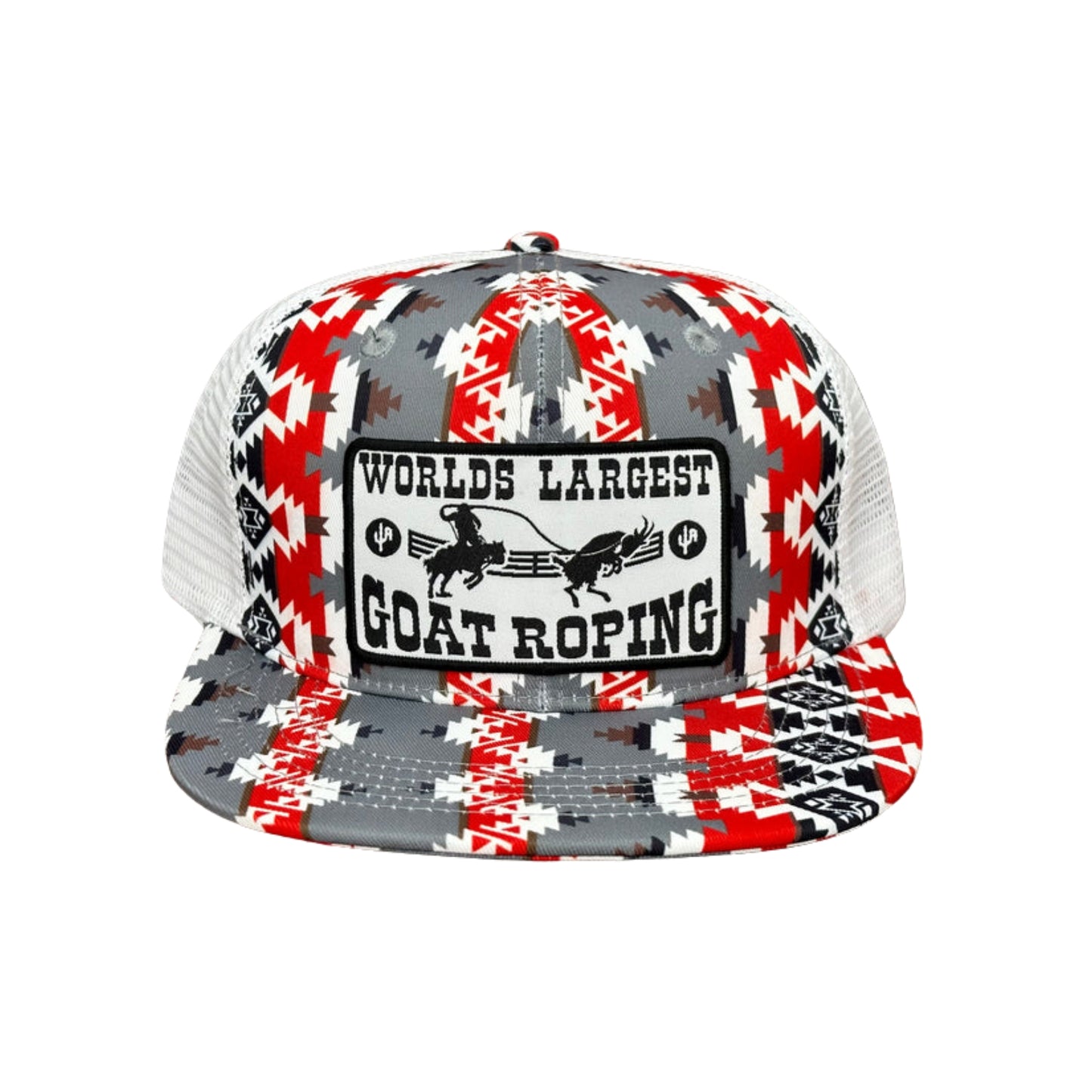 "Goat Roping" - CA Red/White Mesh Aztec, Snapback Cap (WESA JAN 2024)