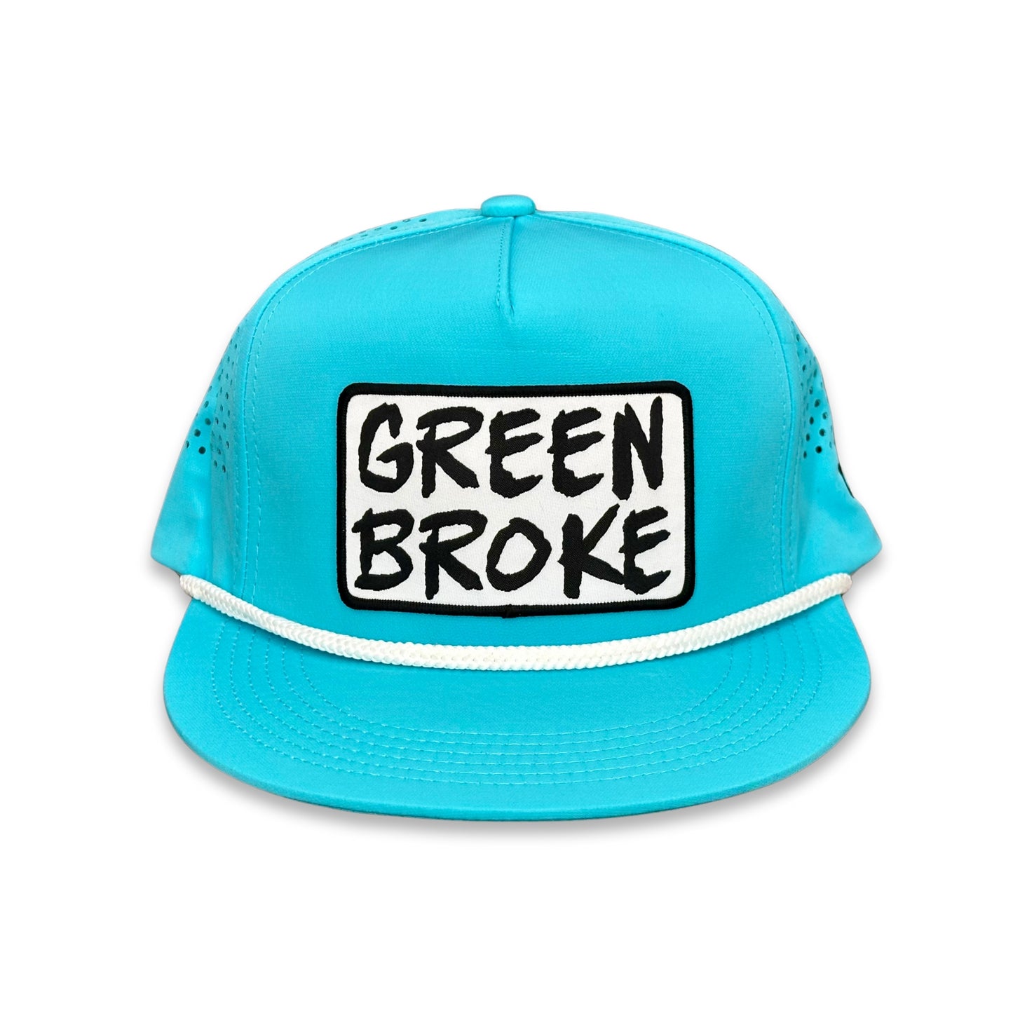 "Green Broke" - CA Turquoise Laser Holes/ White Rope, Snapback Cap (2025)