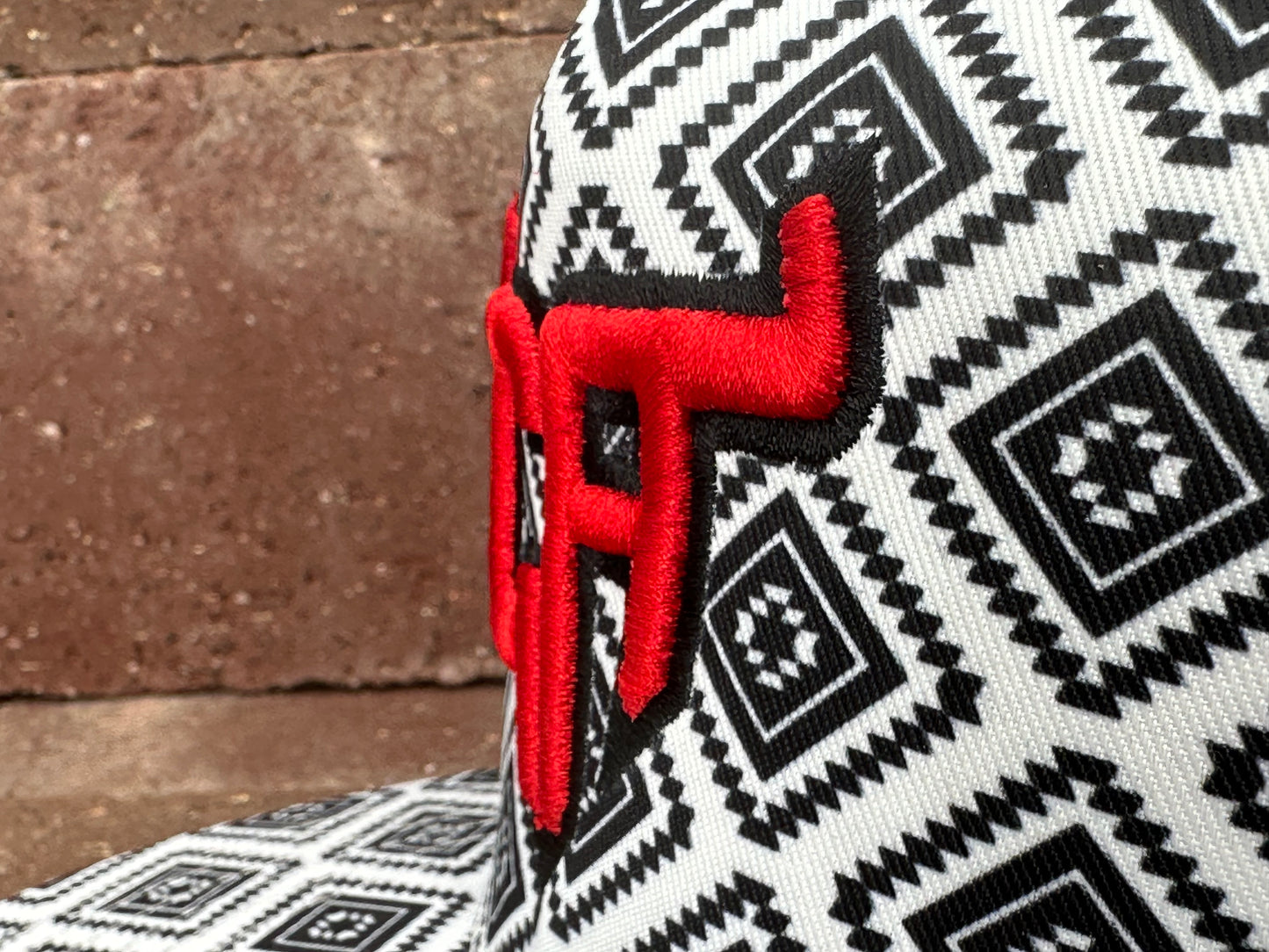 "CA Shorthorn" Red Puff Stitch - CA Black/White Aztec, Snapback Cap (WESA JAN 2024)