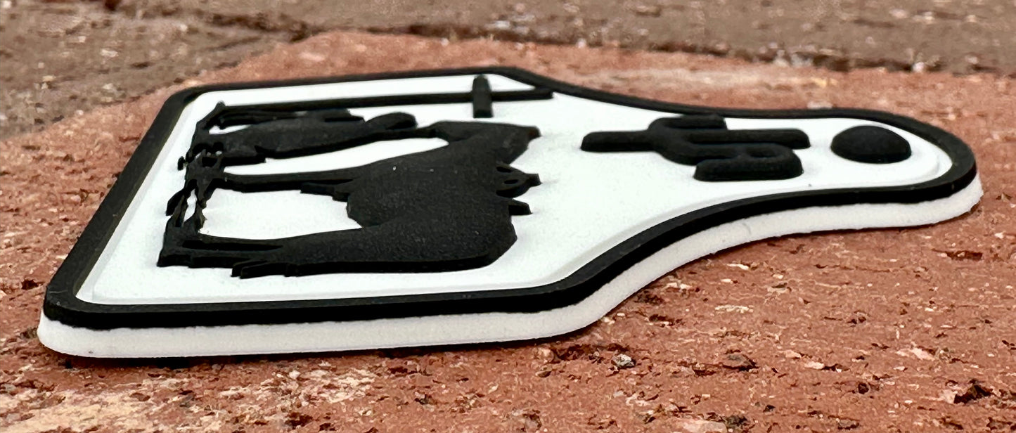 PVC107 (Cowboy at the Cross Ear Tag PVC Rubber Patch)