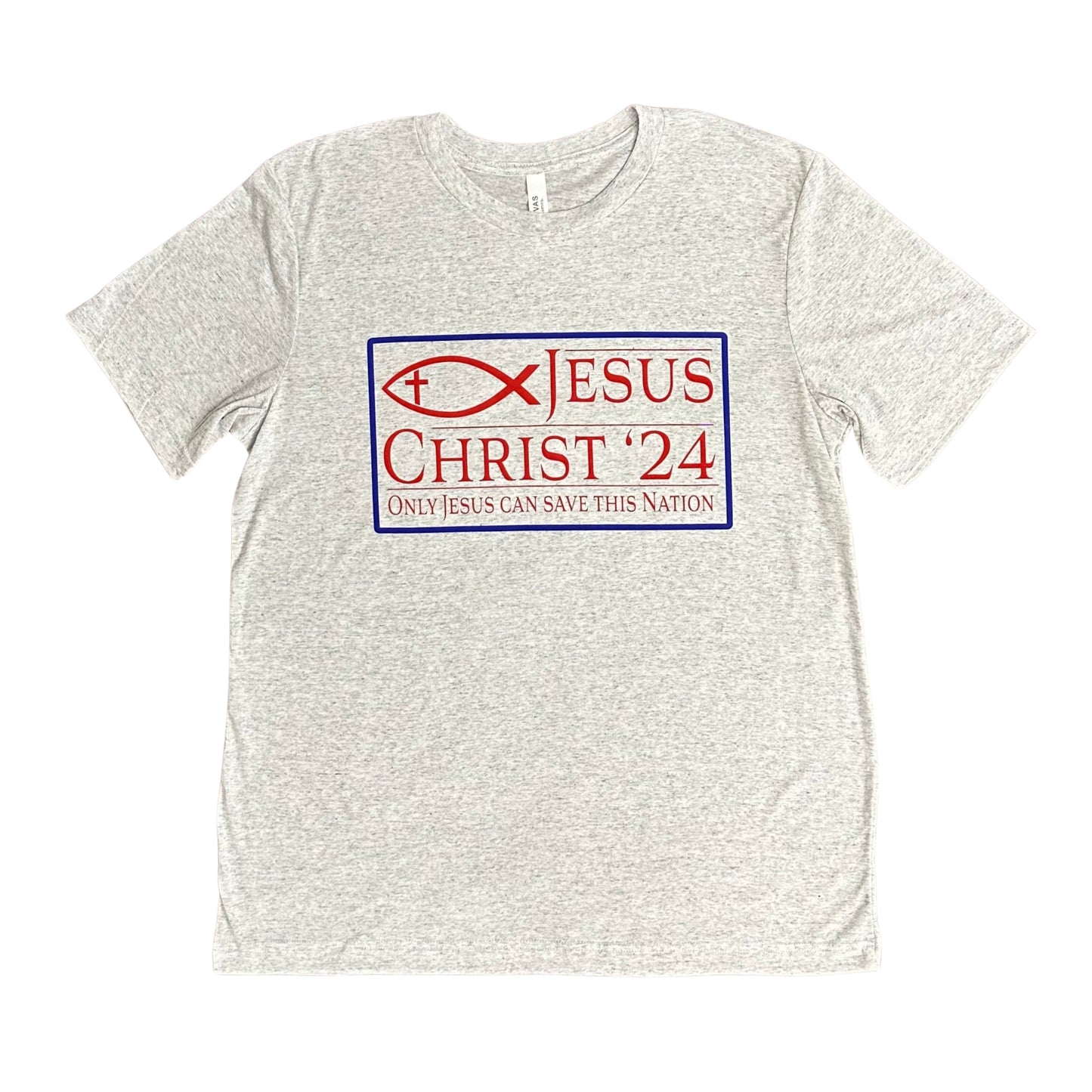 "Jesus 2024" - White Fleck Adult Tee (2024)