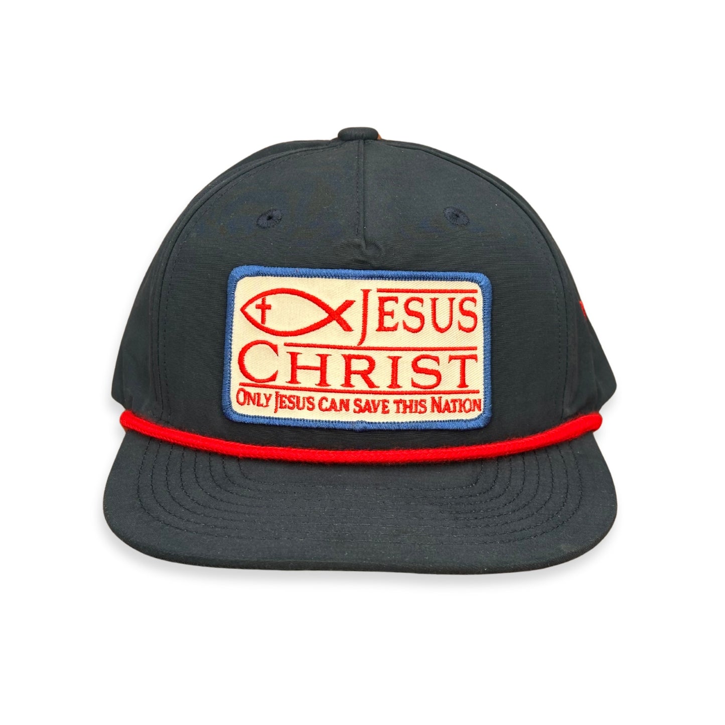 "Jesus" - CA256 Royal Blue/ Red Rope Snapback Cap