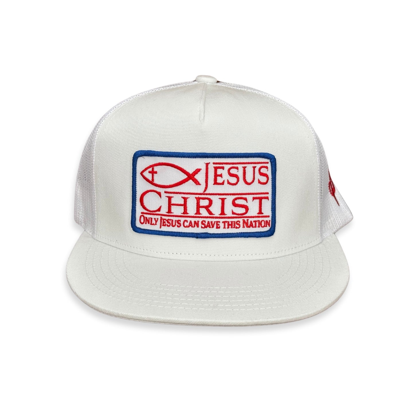 "Jesus" - 6006 White/ White Mesh, Snapback Cap