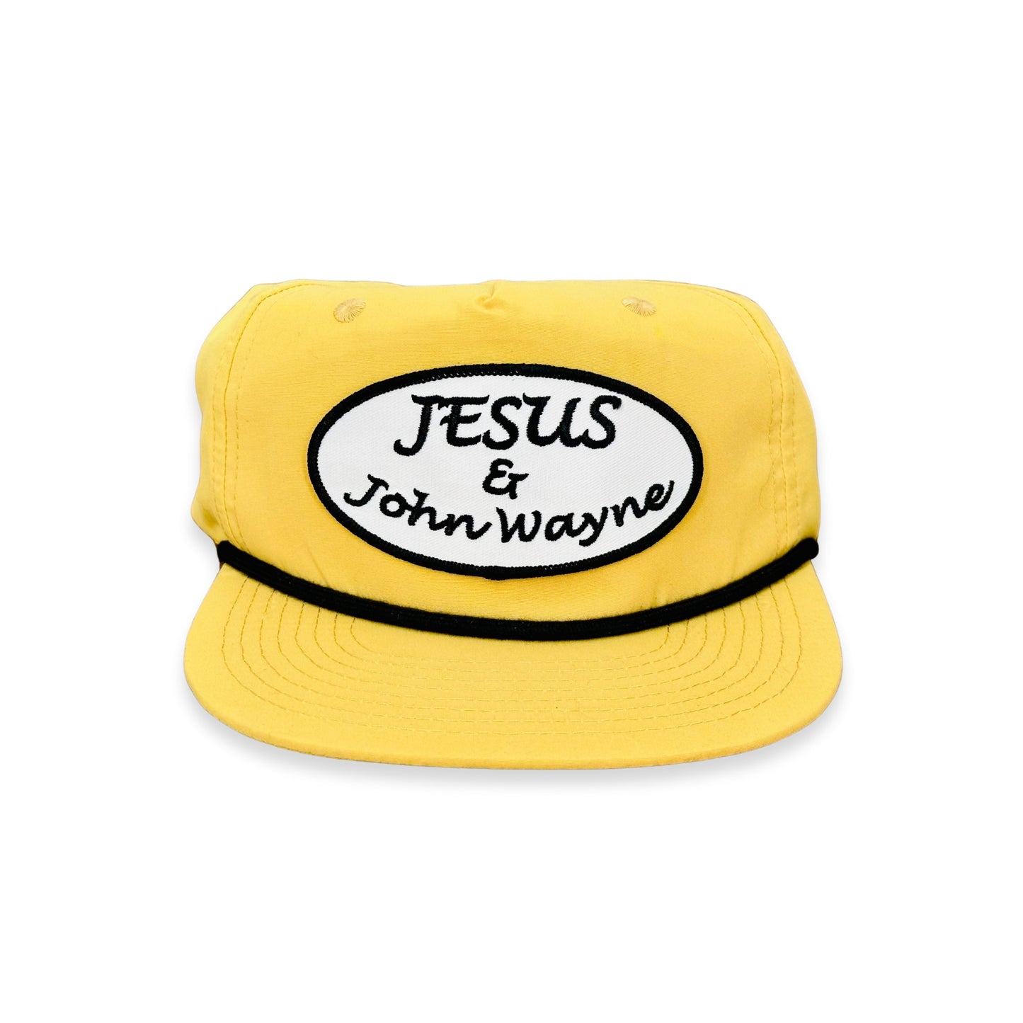 "Jesus & John Wayne" - CA256 Biscuit Yellow/ Black Rope, Snapback Cap (WESA JAN 2024)