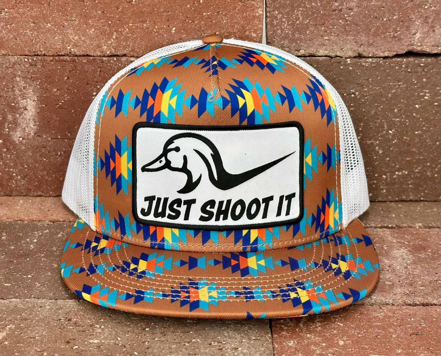 "Just Shoot It" - CA Dirty Sancho Aztec/White Mesh, Snapback Cap (2025)
