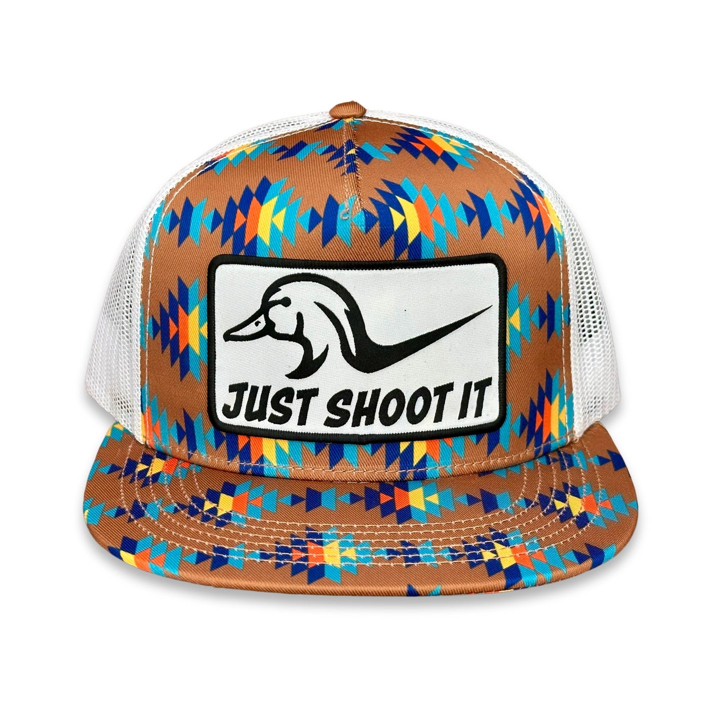 "Just Shoot It" - CA Dirty Sancho Aztec/White Mesh, Snapback Cap (2025)