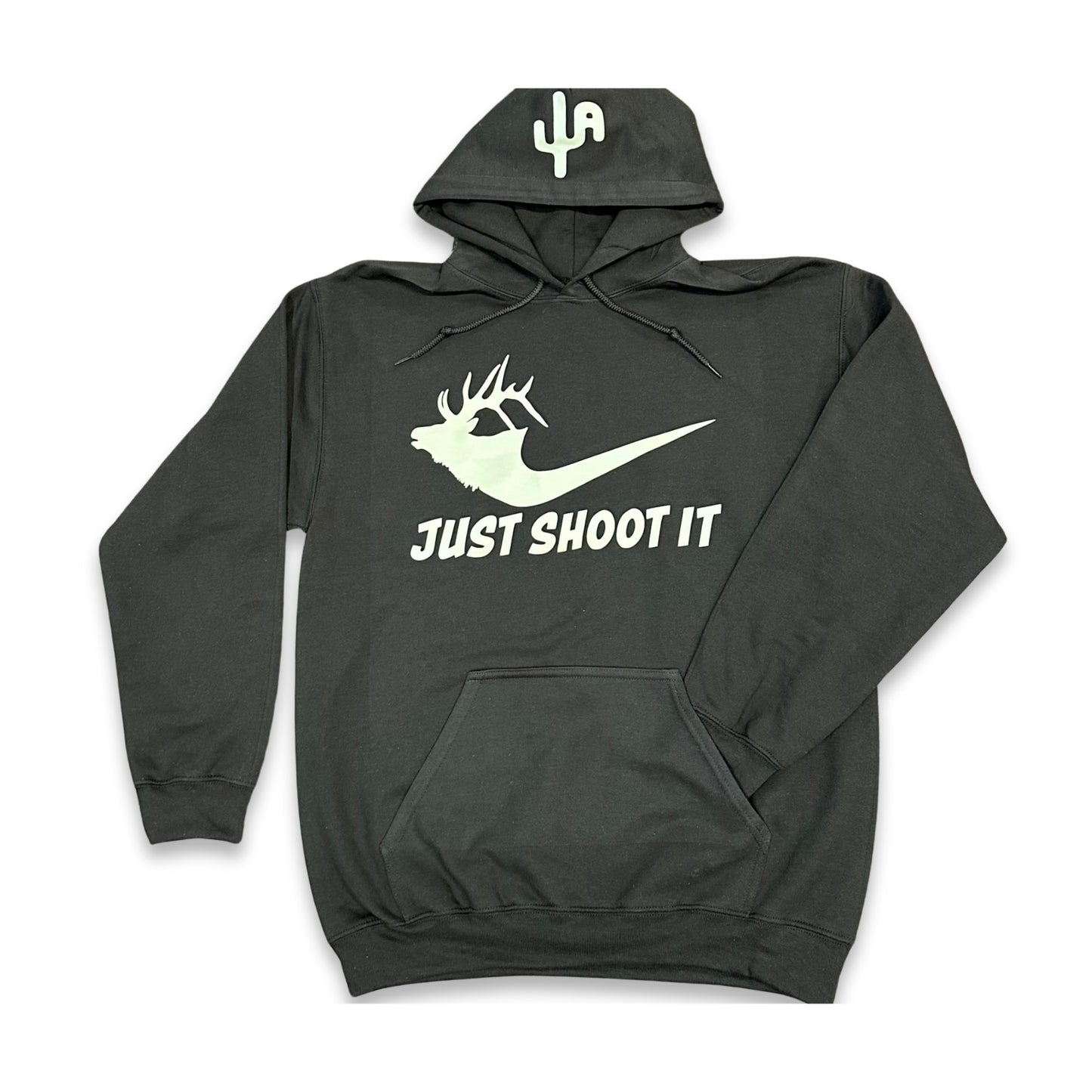 Tan "Just Shoot It Elk" - Dark Chocolate Adult Hoodie (2025)