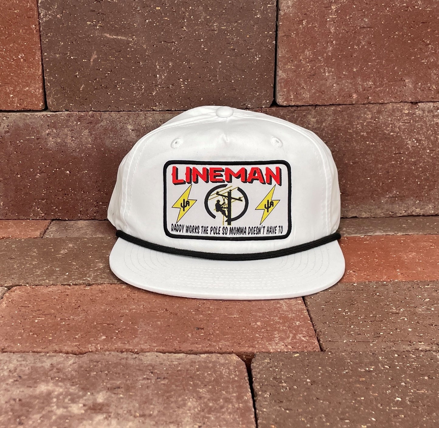 "Lineman" - CA256 White/ Black Rope, Snapback Cap (WESA JAN 2024)