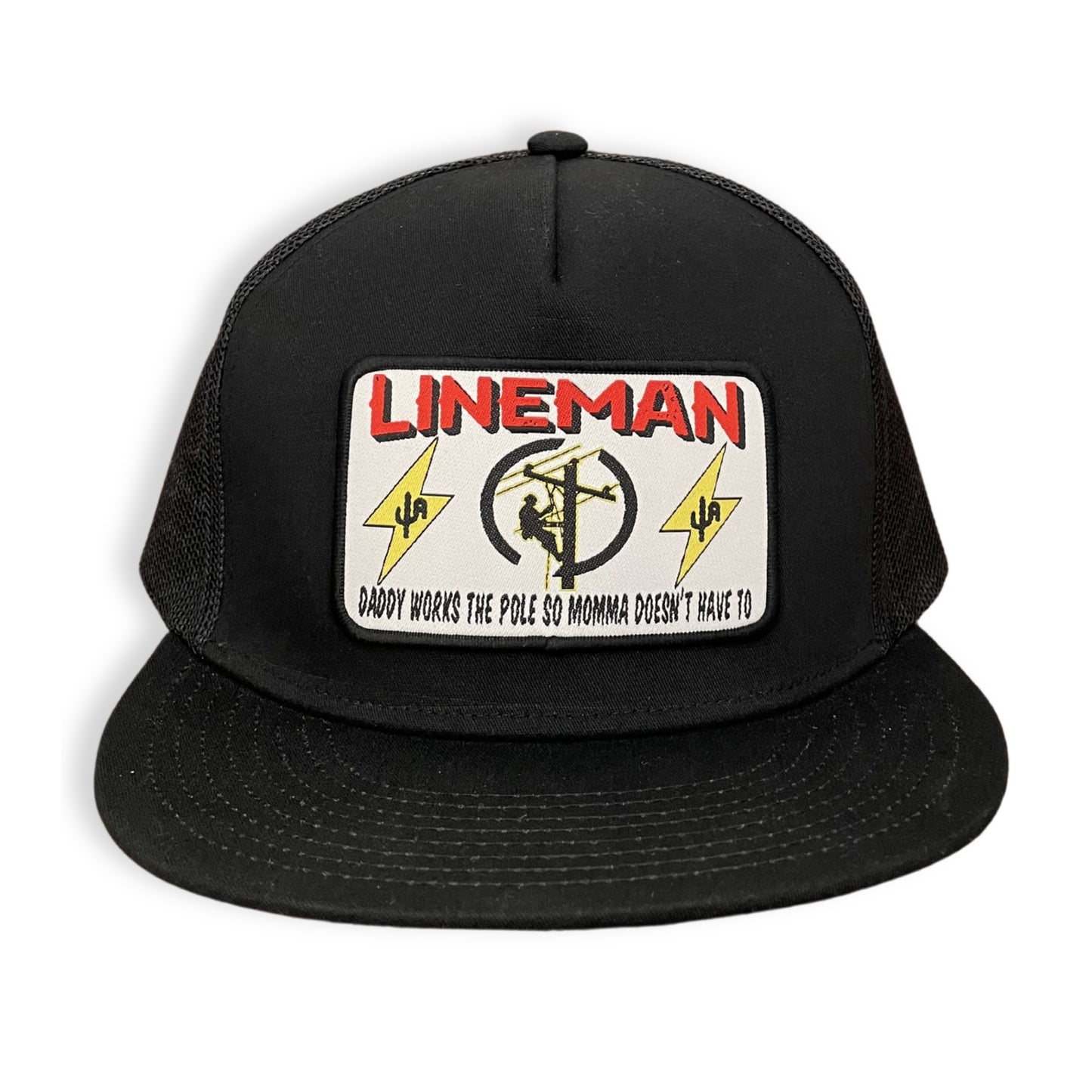 "Lineman" - 6006 Black/ Black Mesh, Snapback Cap (WESA JAN 2024)