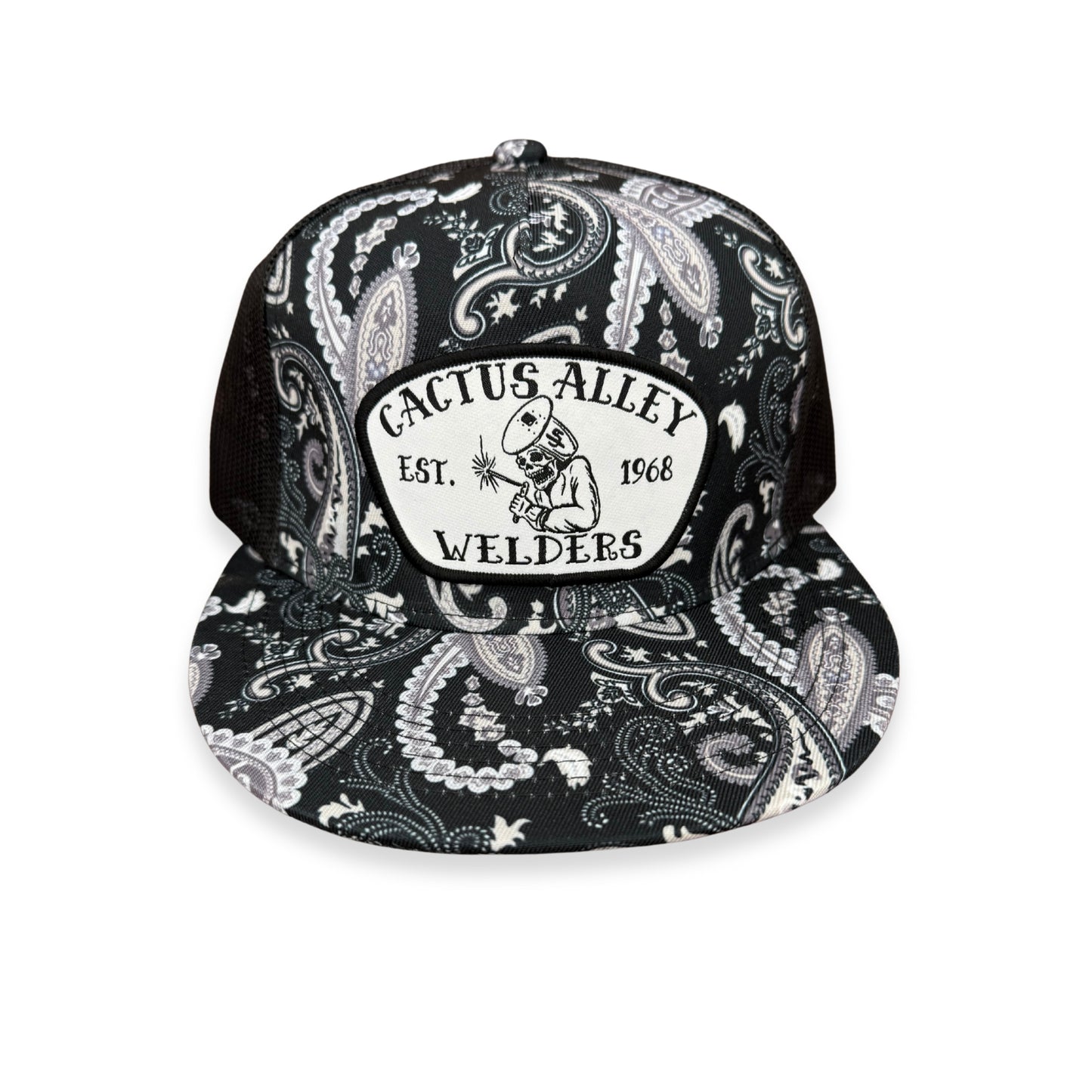 "Ole Sparky" - Black Paisley with Black Mesh Snapback Cap