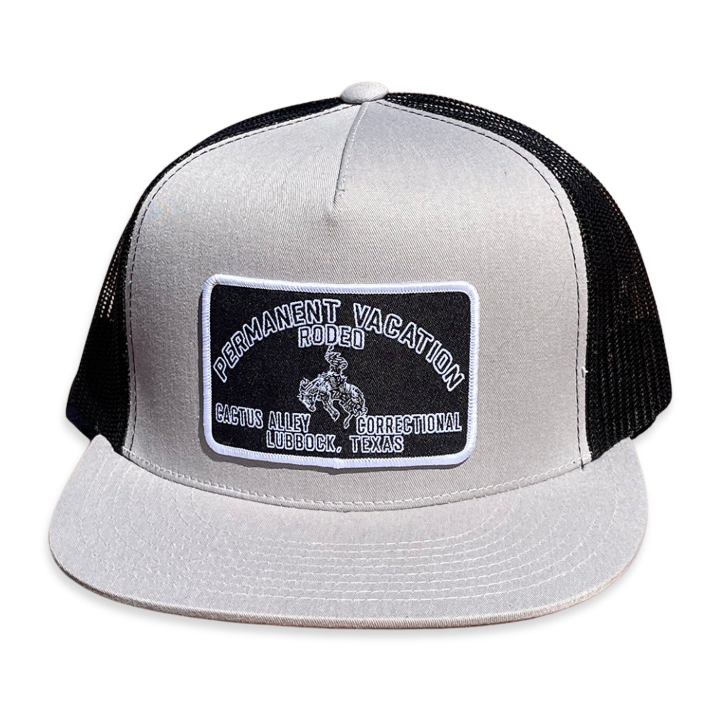"Permanent Vacation-Blk"- CA 6006 Silver/Black Mesh, Snapback Cap (WESA JAN 2024)