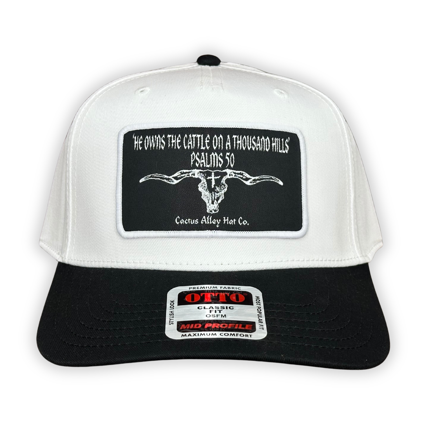 "Psalms 50" - OTTO Mid Profile Black Bill/ White, Snapback Cap