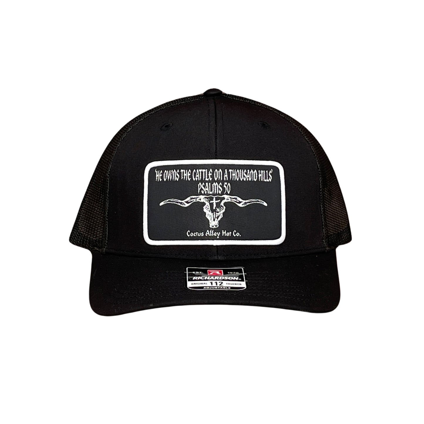 "Psalms 50" - Richardson 112 Black/Black Mesh, Snapback Cap (WESA JAN 2024)