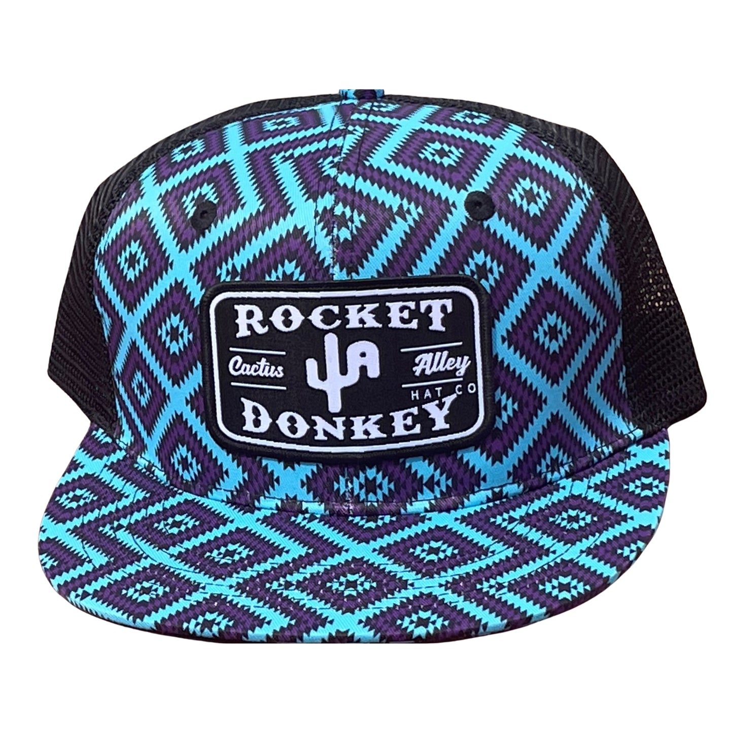 "Rocket Donkey" - CA Purple Diamond Aztec/Black Mesh, Snapback Cap (2024)