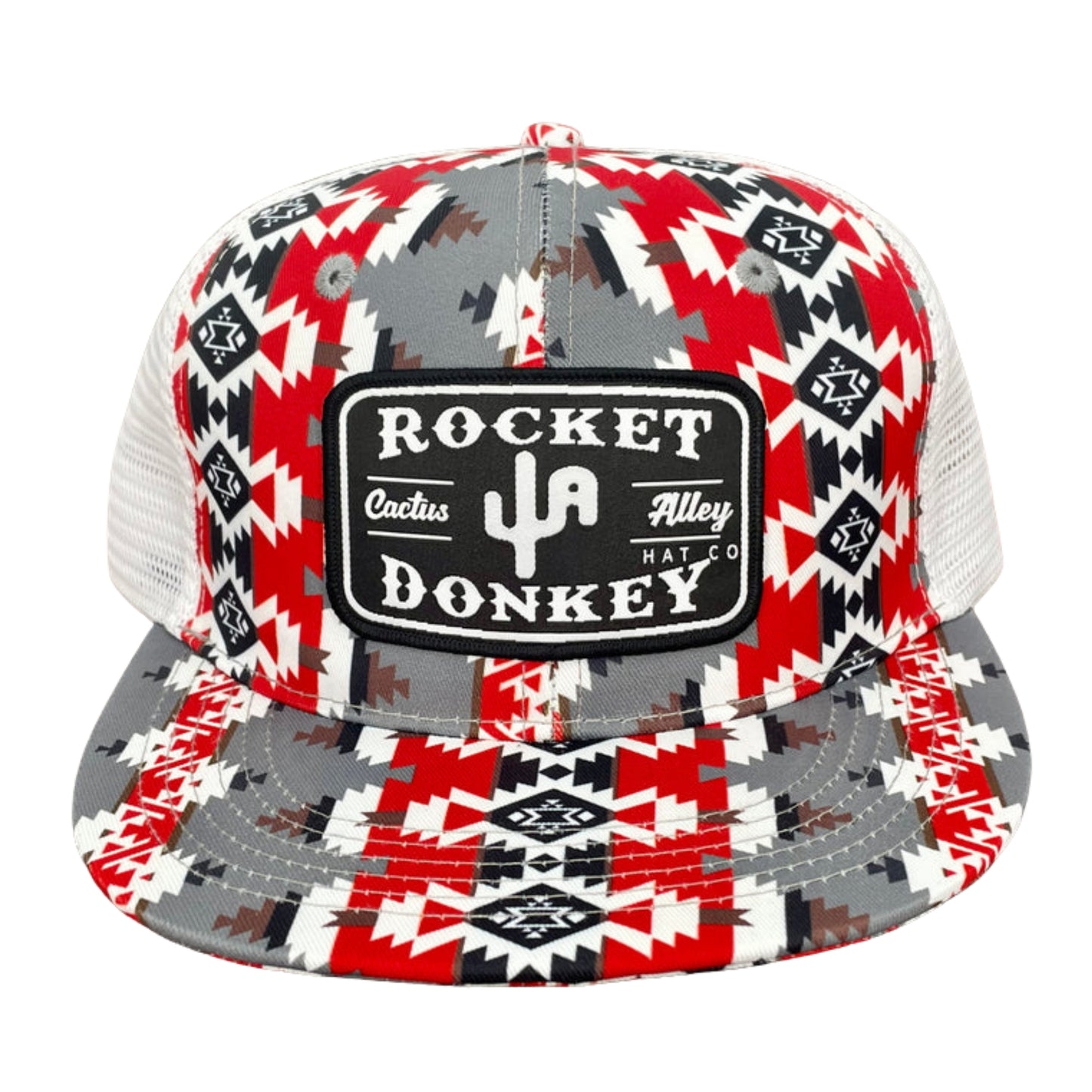 "Rocket Donkey" - CA Red/White Aztec, Snapback Cap (WESA JAN 2024)
