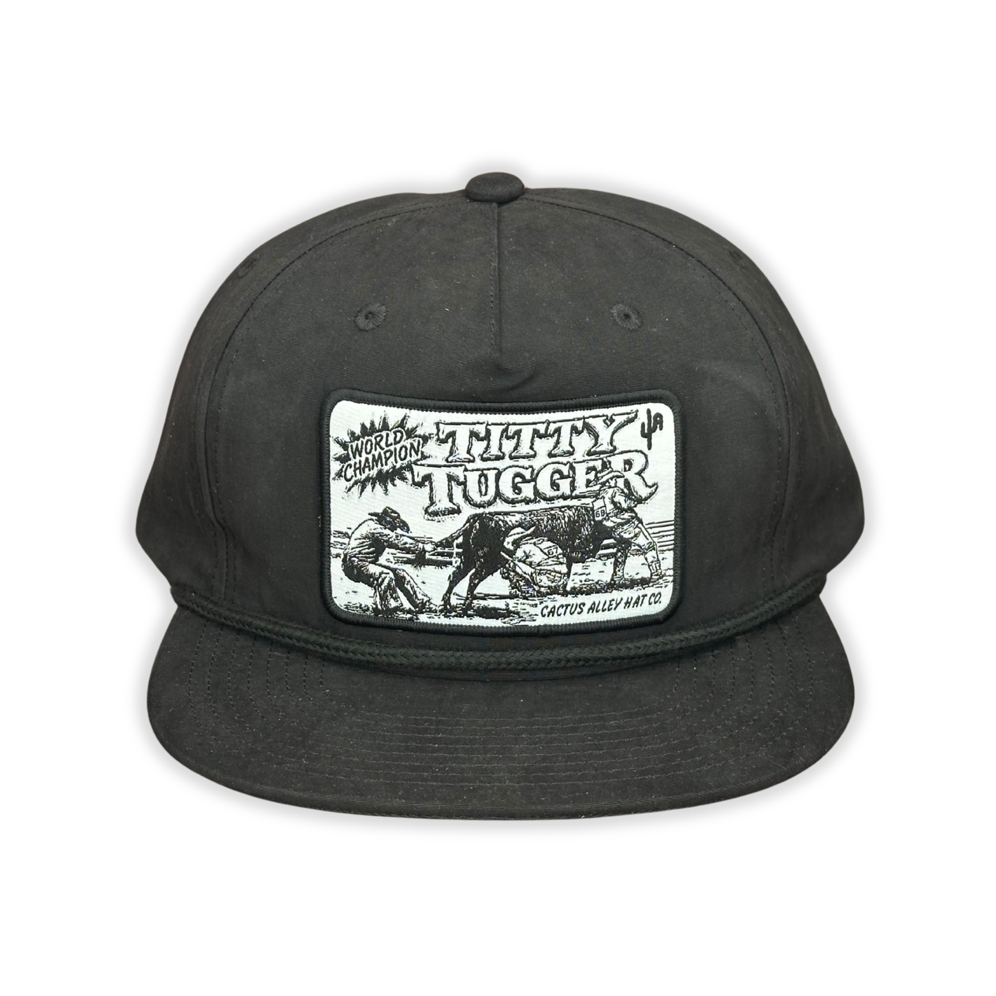 "Titty Tugger" - CA 256 Black/ Black Rope, Snapback Cap
