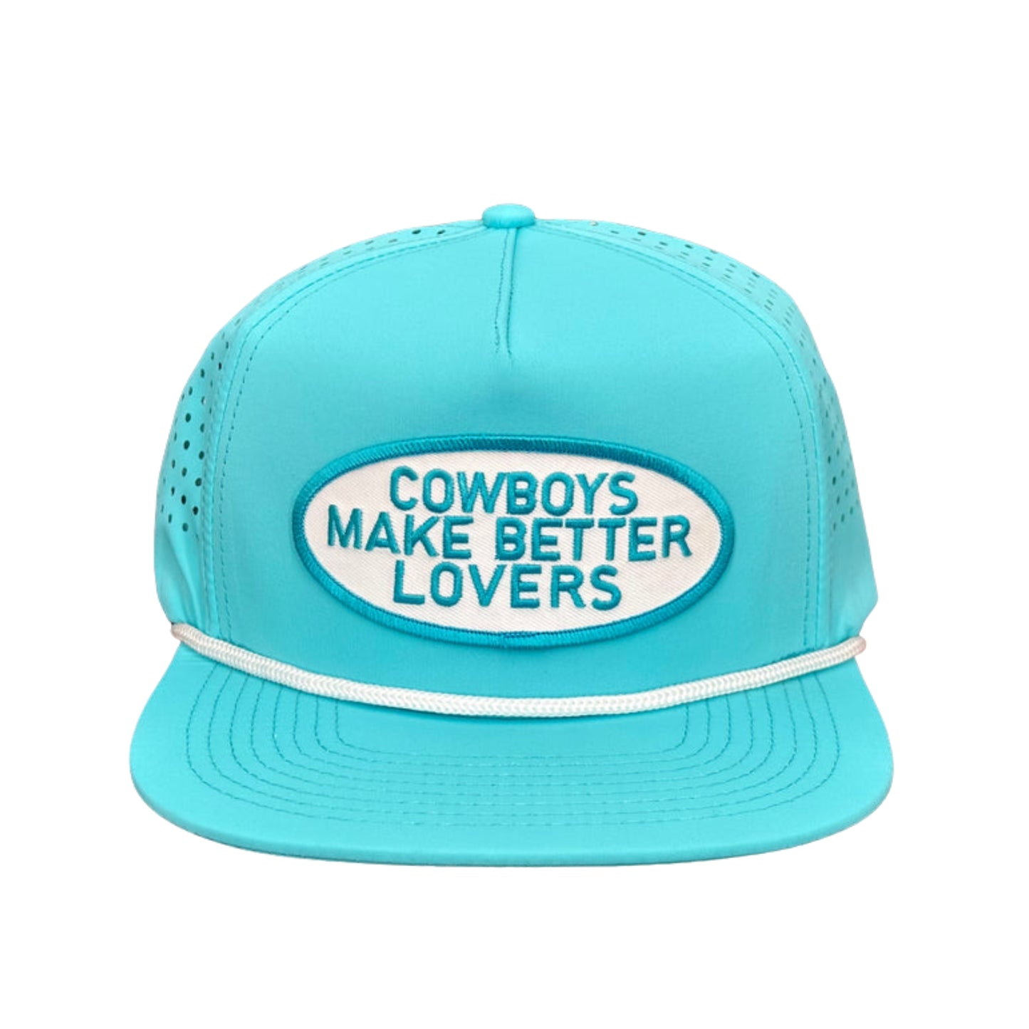 "TRQW Better Lovers" - CA Turquoise Laser Holes/ White Rope, Snapback Cap (WESA JAN 2024)