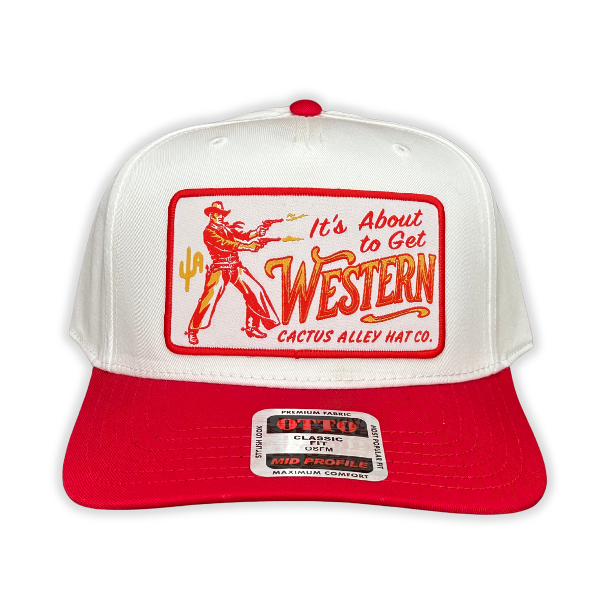 "Western" - OTTO Mid Profile Red Bill/ White, Snapback Cap
