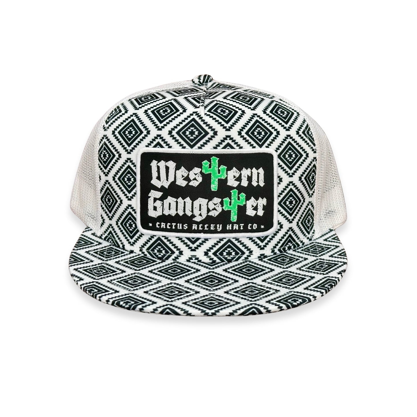 "Western Gangster-BLK" - CA Black/White Aztec, Snapback Cap (2025)