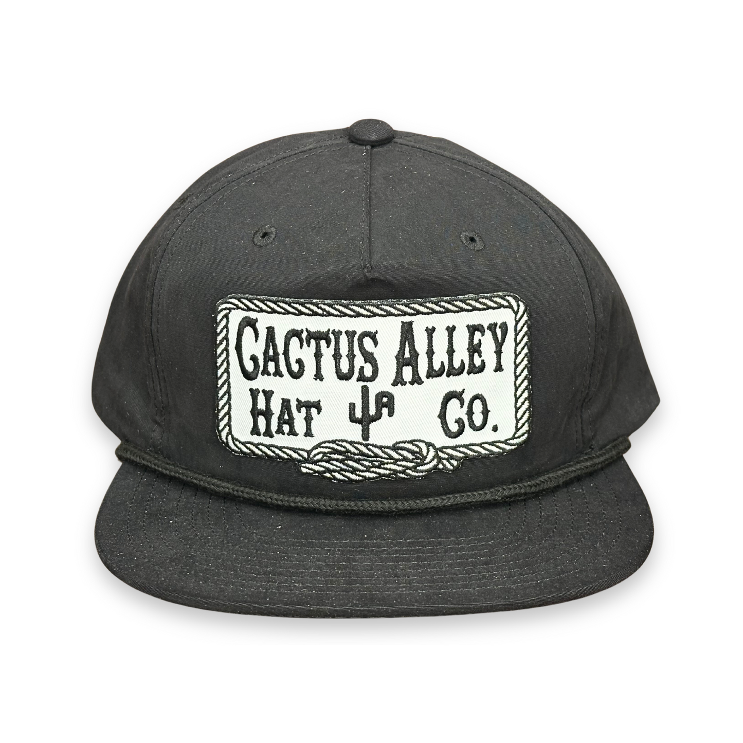 "Square Knot-WHT" - CA 256 Black/ Black Rope, Snapback Cap (2025)