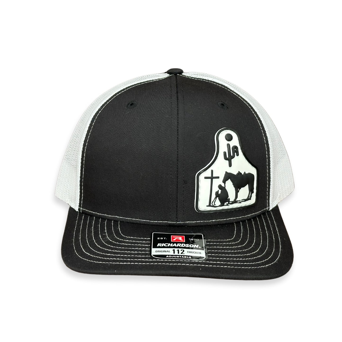 "Cowboy at the Cross" - Richardson 112 Black/ White Mesh, Snapback Cap (2024)