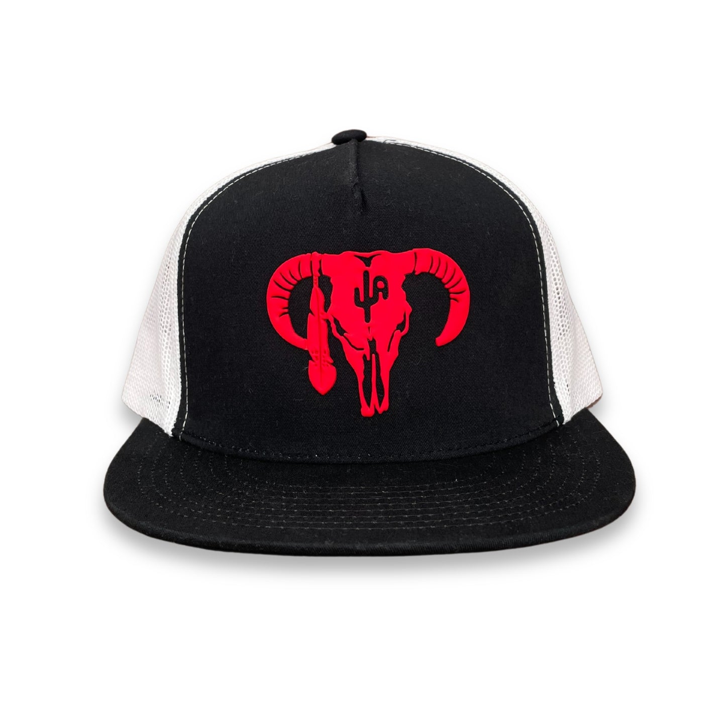 PVC "Hereford Skull" Red - 6006 Black/White Mesh, Snapback Cap