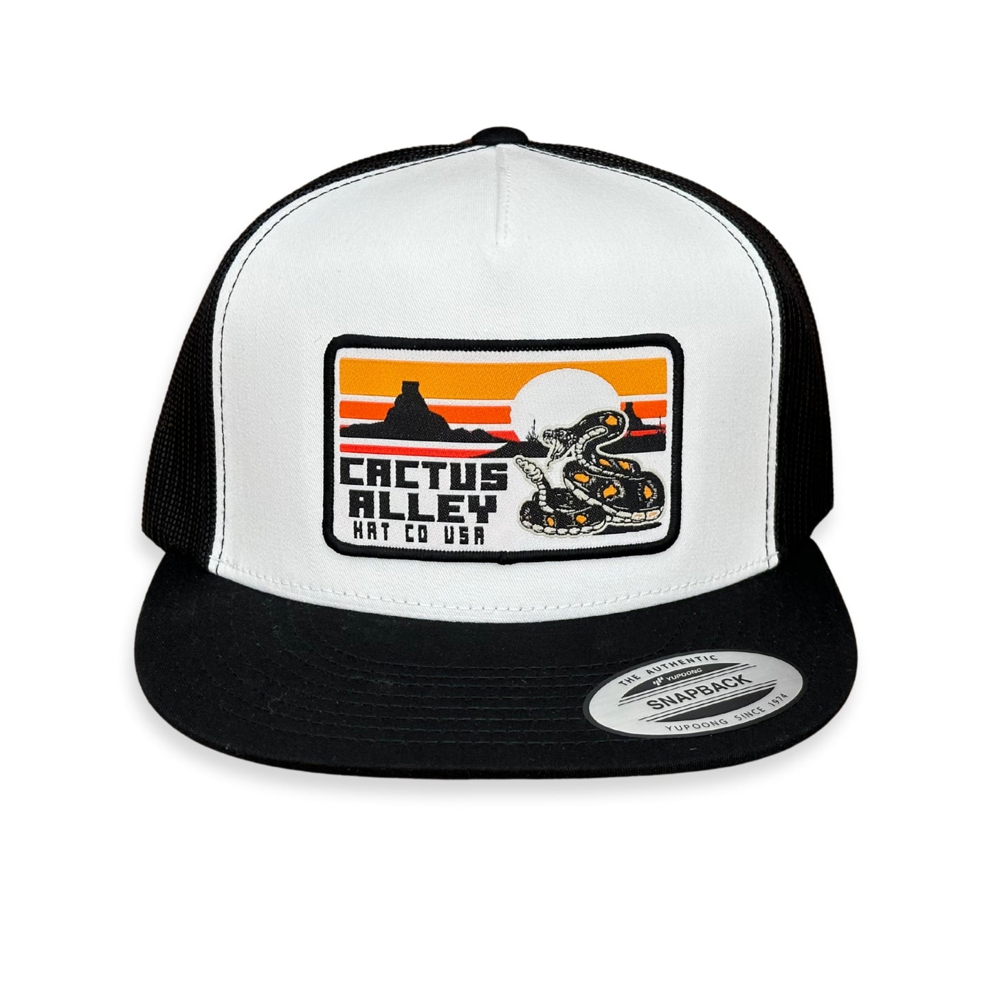 "Rattlesnake" - 6006 Black/White/Black Mesh, Snapback Cap (2024)