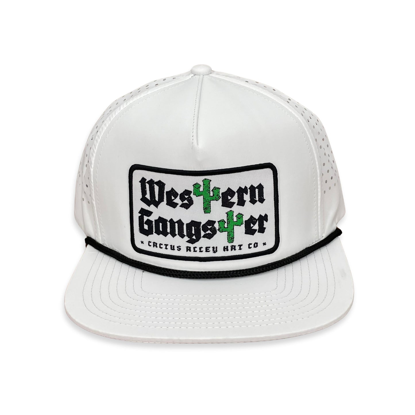 "Western Gangster" - CA White Laser Holes/ Black Rope, Snapback Cap (2024)