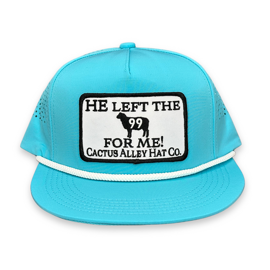 "99" - CA Turquoise Laser Holes/ White Rope, Snapback Cap (2025)