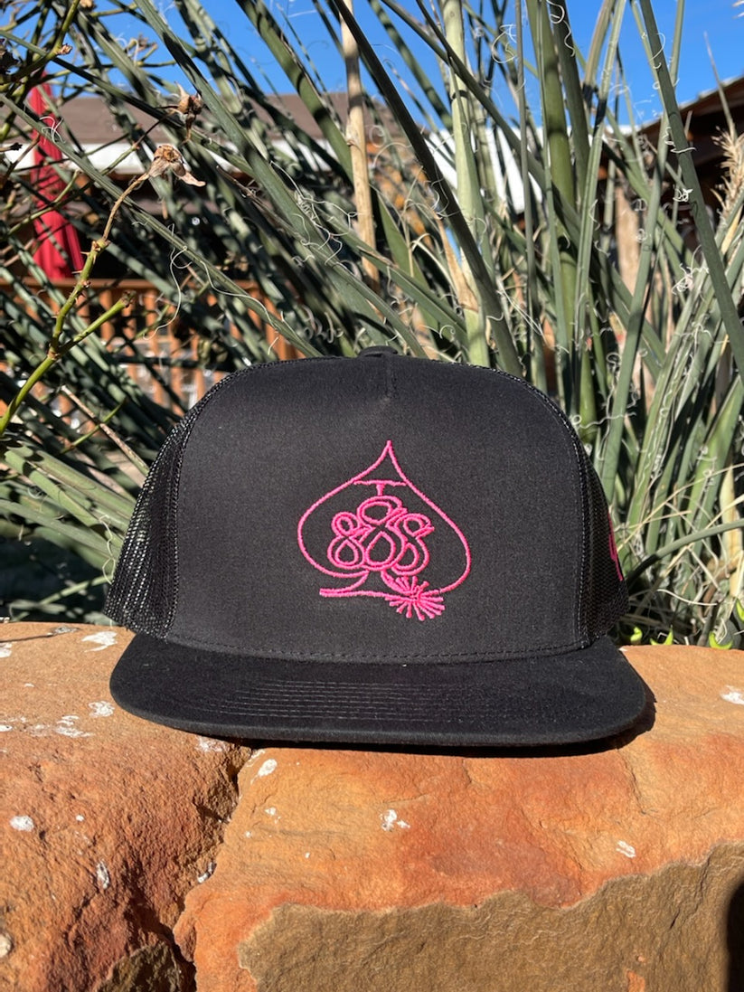 “888 Spade”- Black with Pink 888 Spade Snapback Cap (WESA JAN 2024)